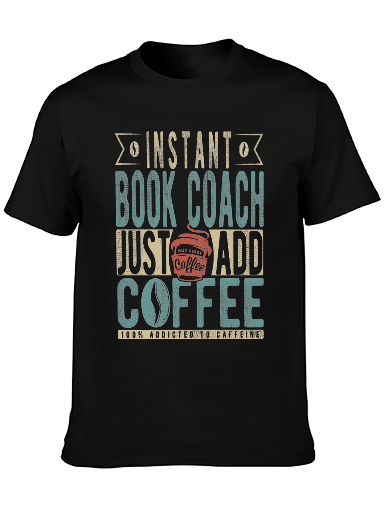 Black Instant Book Coach T-Shirt - Add Coffee view 3