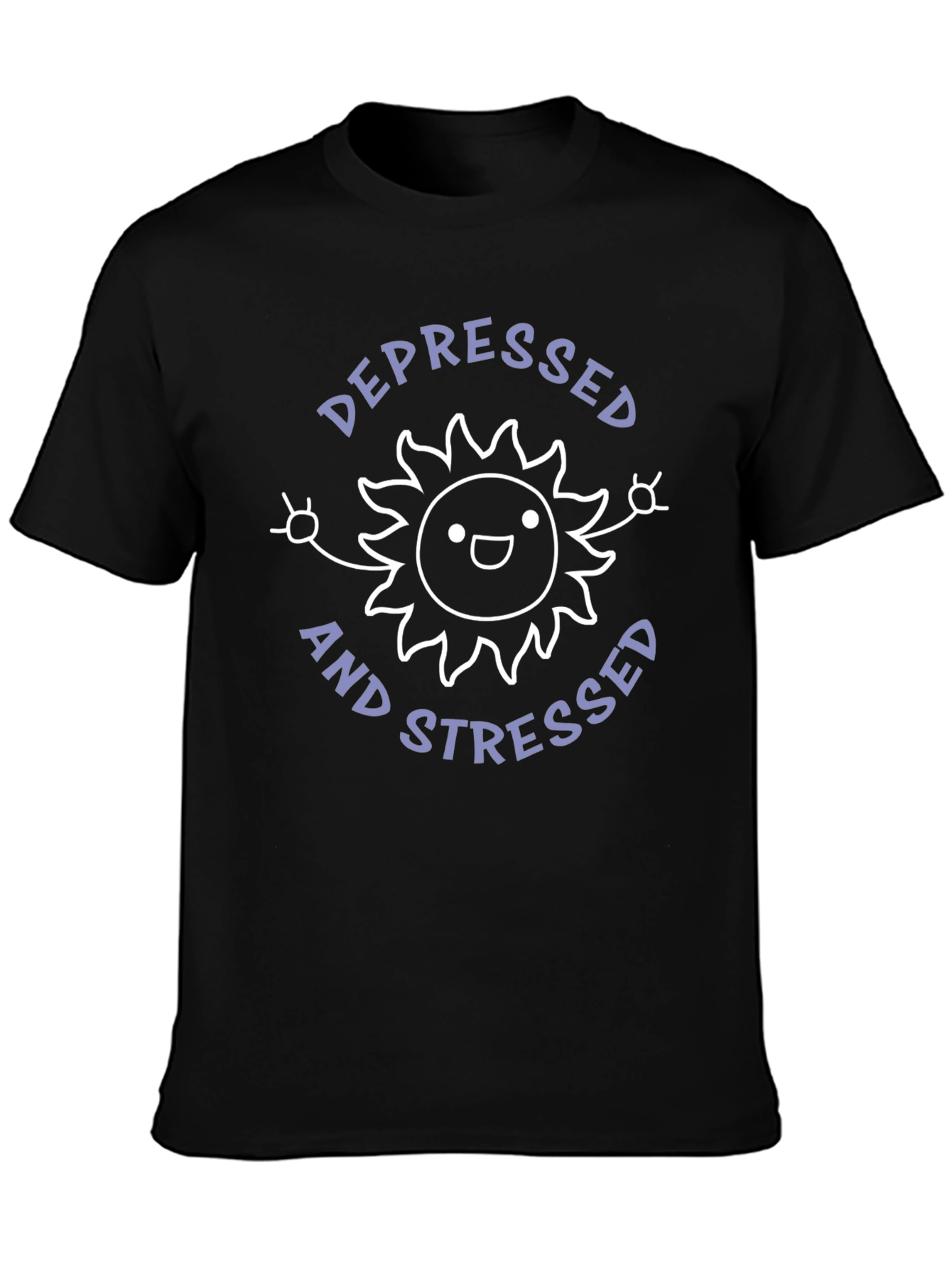 Black Depressed and Stressed T-Shirt view 3
