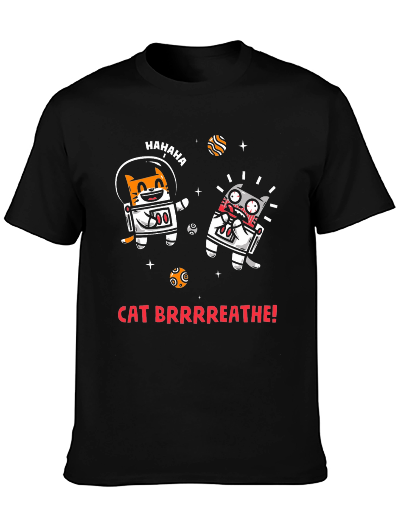 Black Cat Brrrreathe! Graphic Tee view 3
