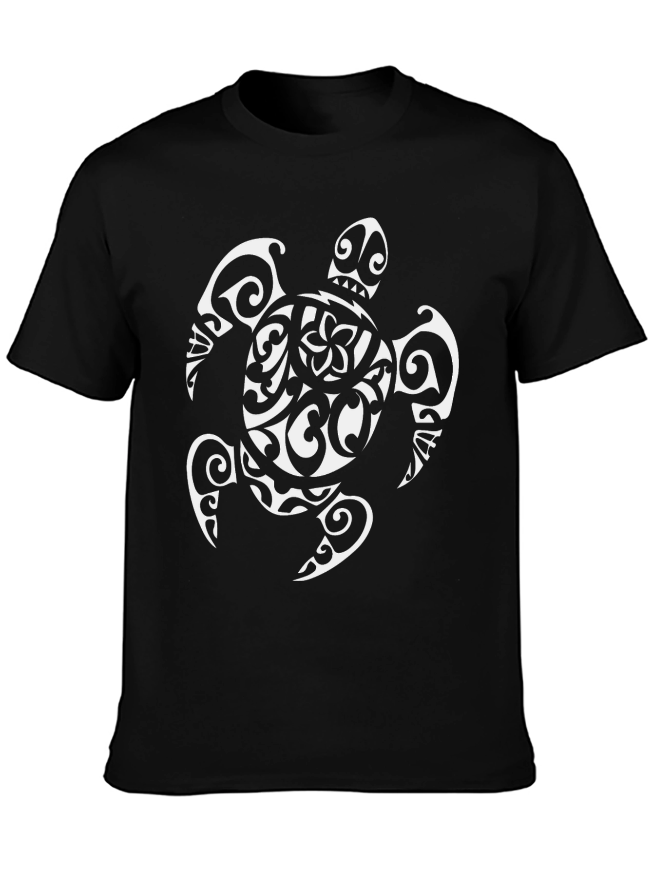 Black Tribal Sea Turtle Graphic Tee - Black view 3
