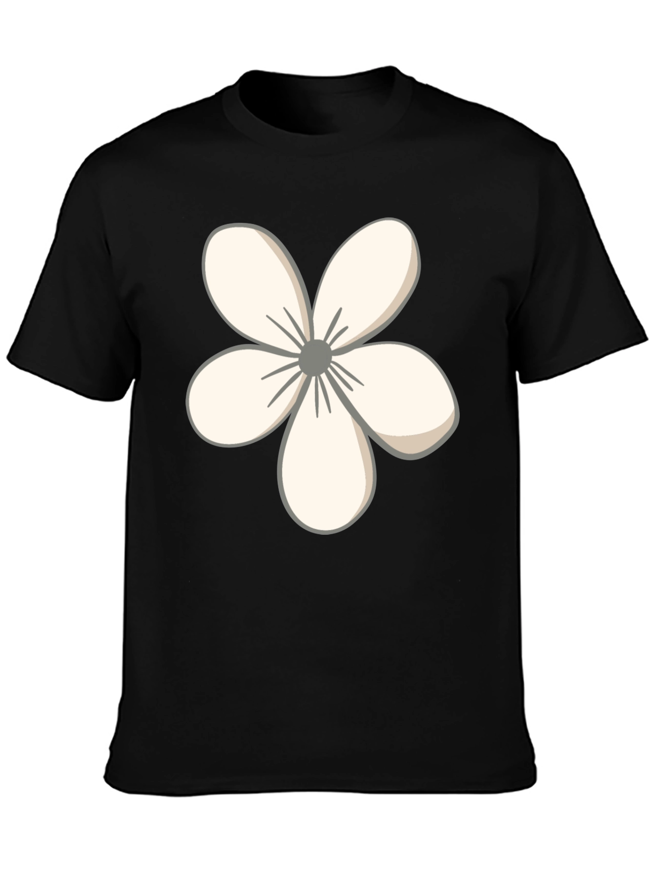 Black Floral Graphic Tee - Casual Black T-Shirt view 3