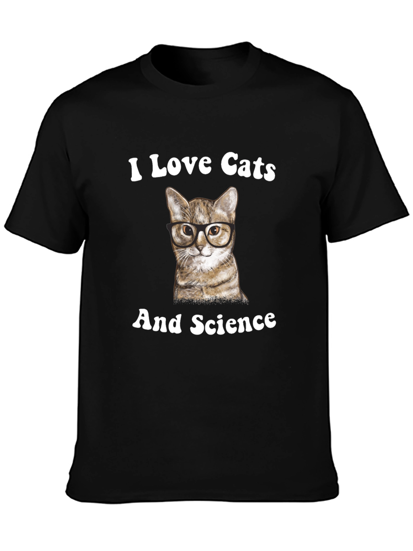 Black I Love Cats And Science T-Shirt view 3