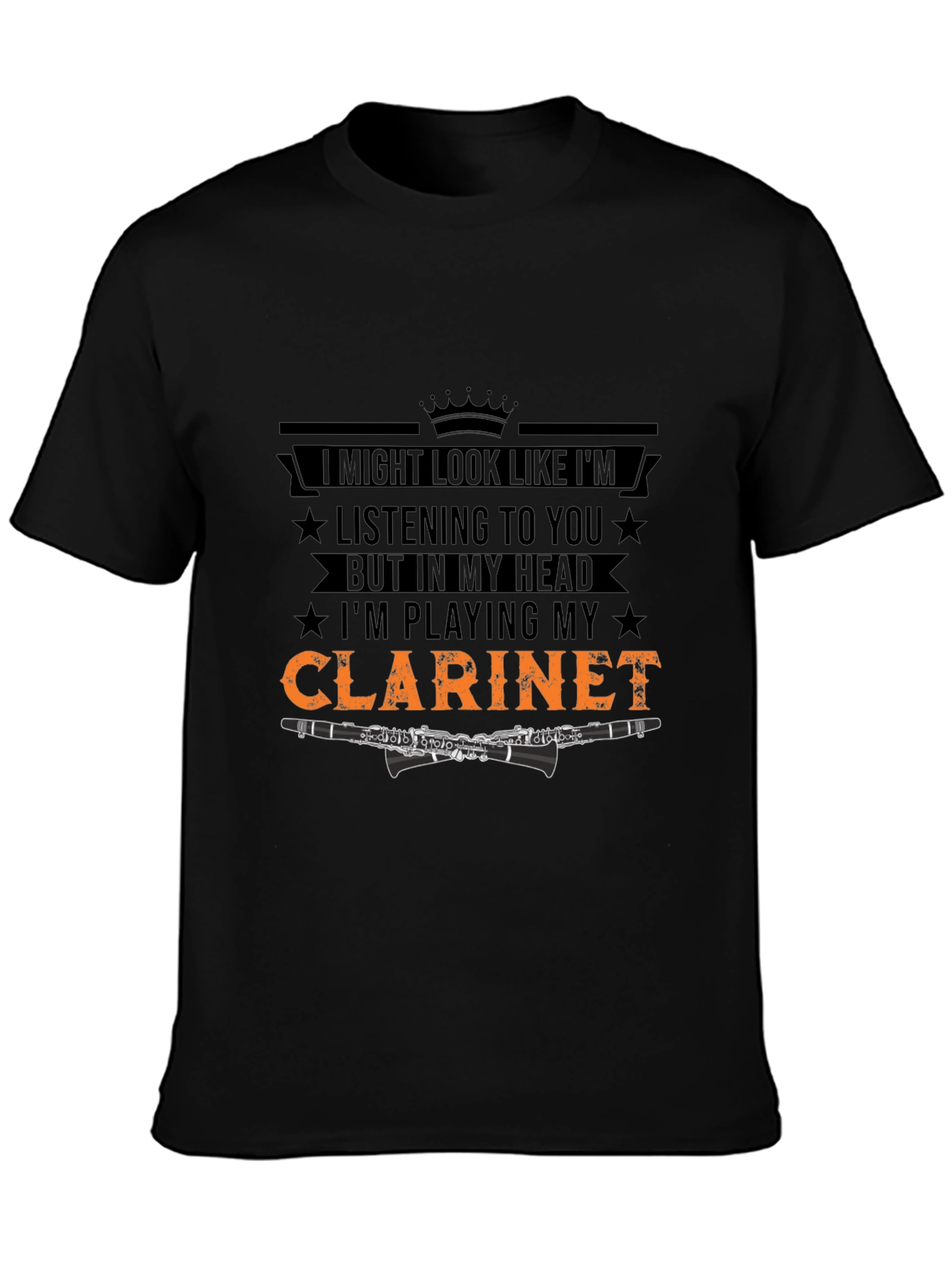 Black Clarinet Player Novelty T-Shirt view 3