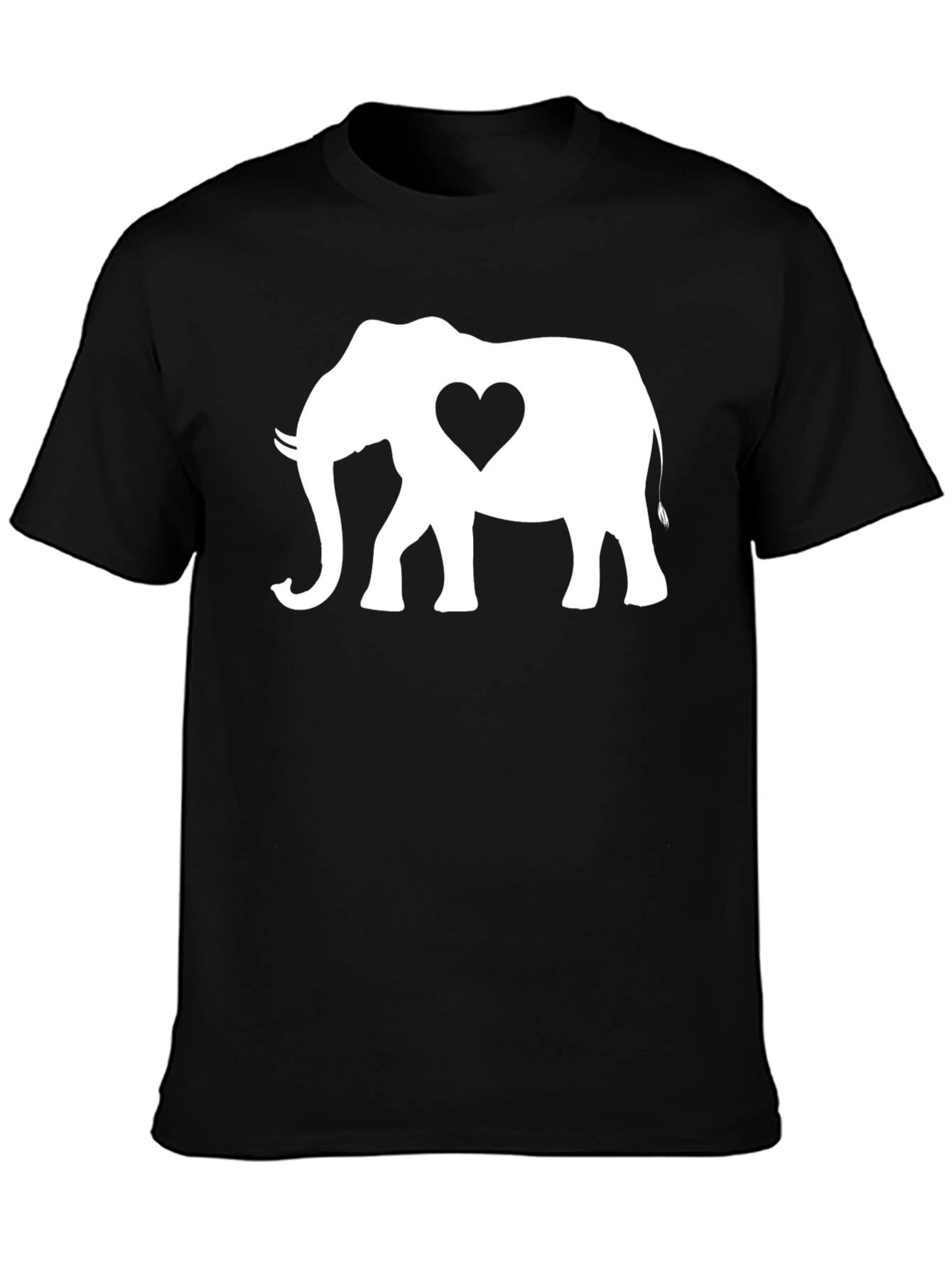 Black Elephant Heart Graphic Tee - Black Cotton Blend view 3