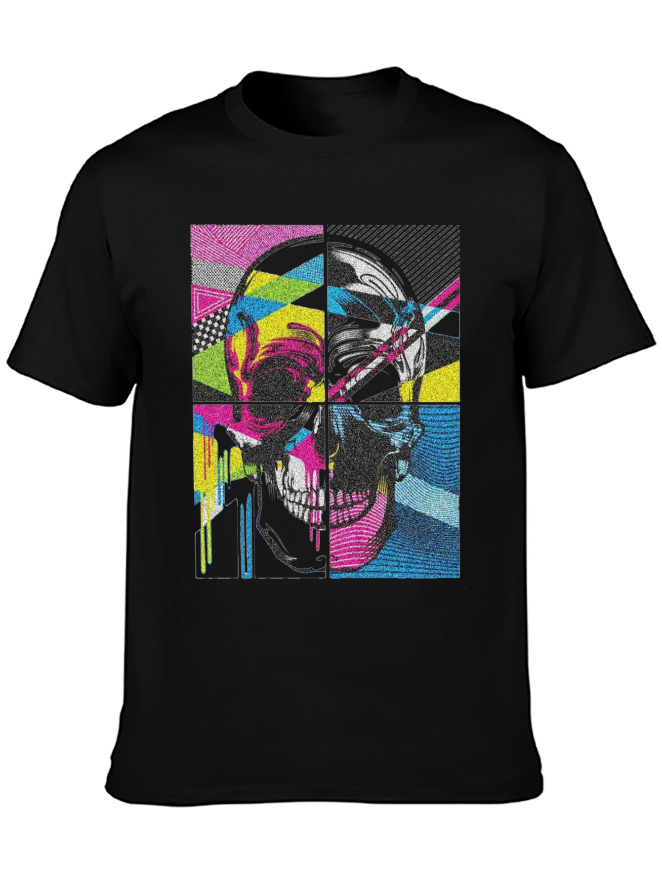 Black Pop Art Skull Graphic Tee - Black view 3