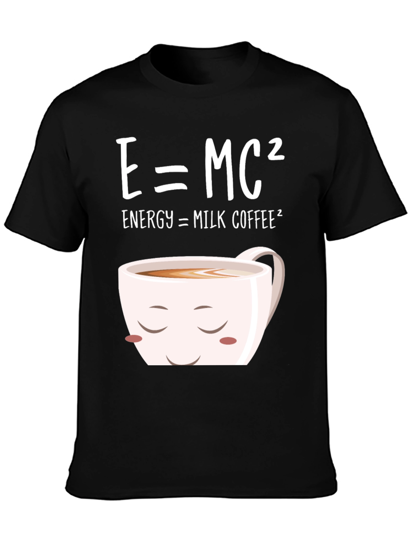 Black E=MC² Milk Coffee T-Shirt - Humorous Science Tee view 3
