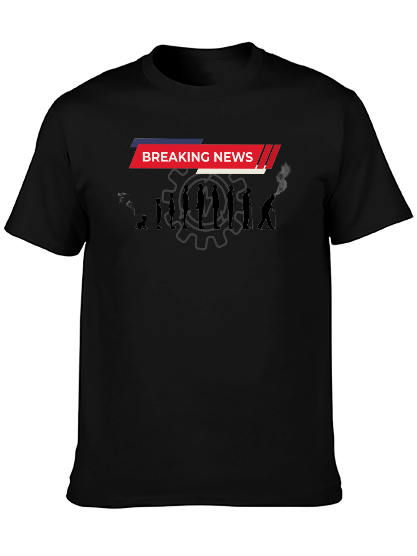 Black Breaking News Evolution Men's Black T-Shirt view 3