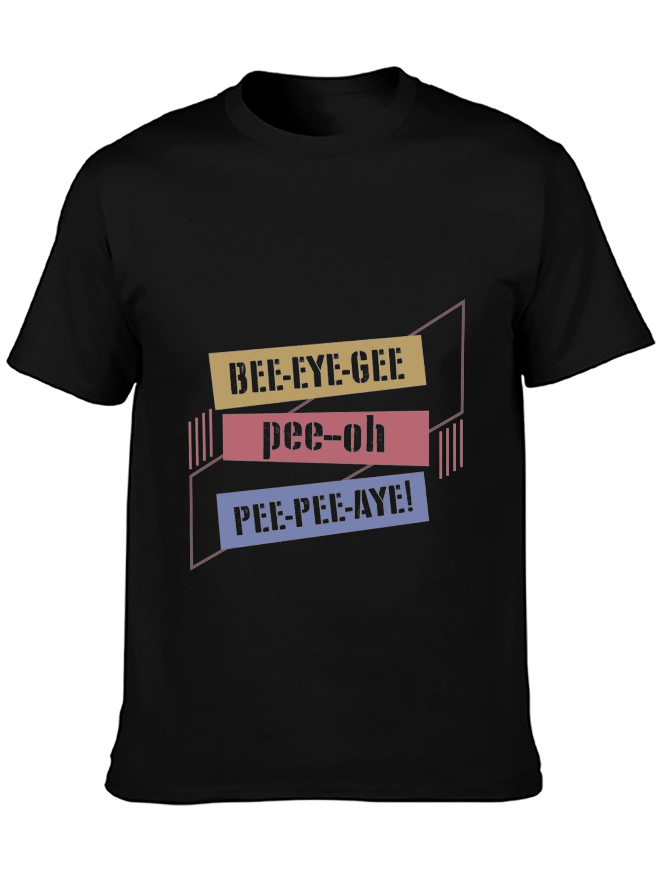 Black Bee-Eye-Gee Pee-Oh PEE-PEE-AYE! Black T-Shirt view 3
