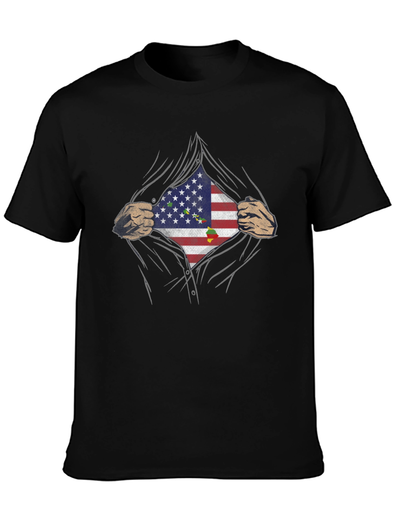 Black USA Flag Hero Graphic Tee - Black view 3