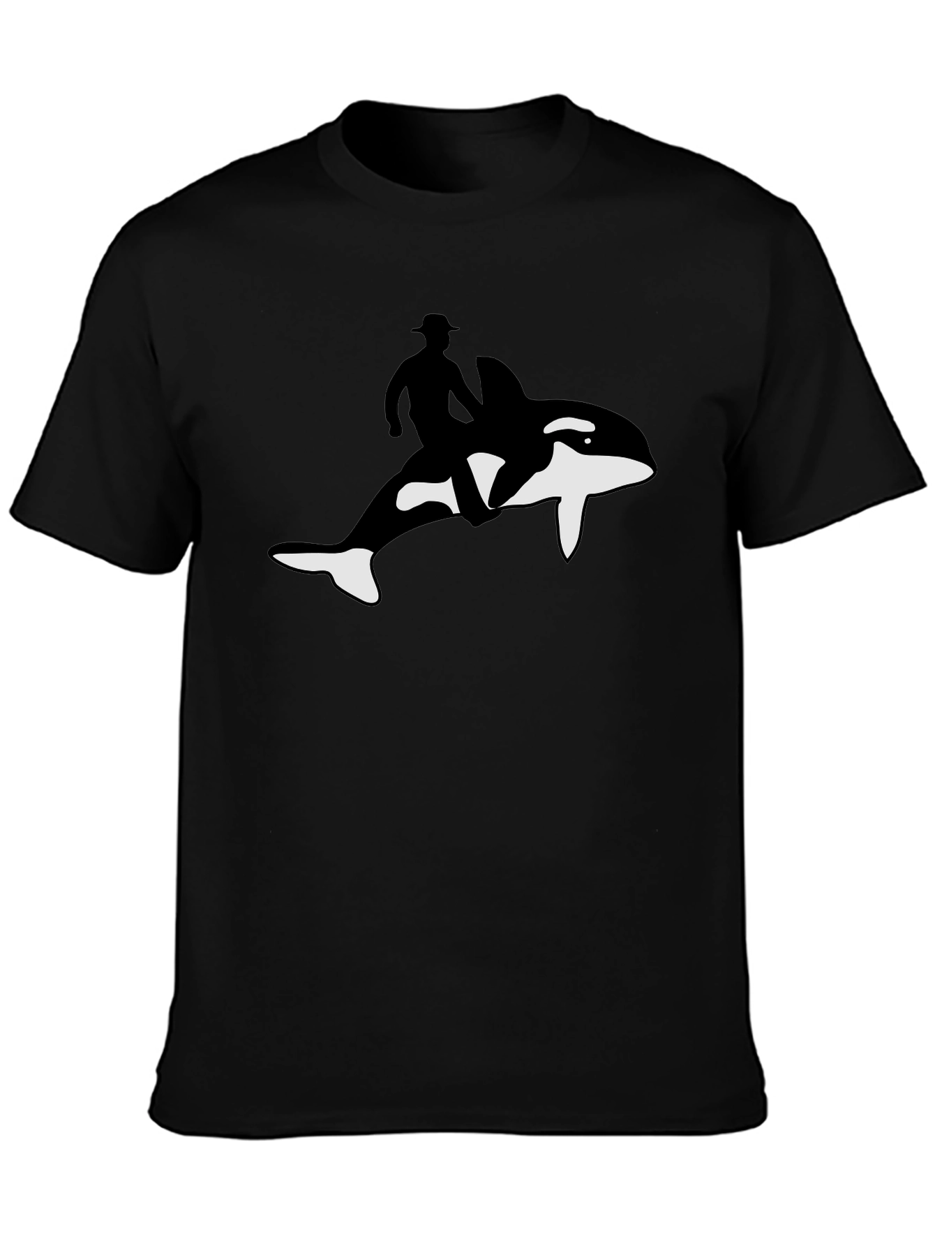 Black Orca Rider T-Shirt - Black Cotton Blend view 3