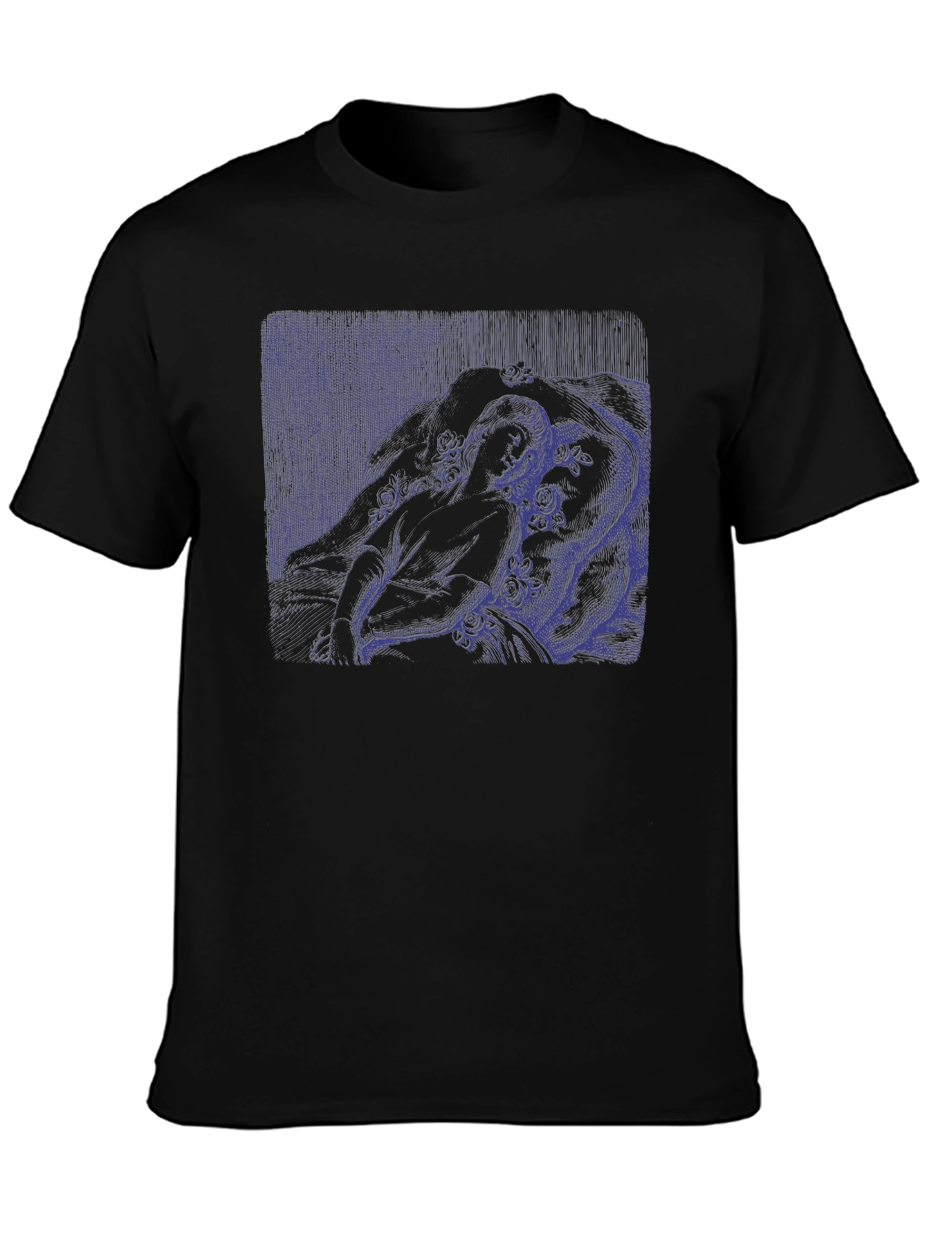 Black Artistic Graphic Tee - Black Cotton Blend view 3