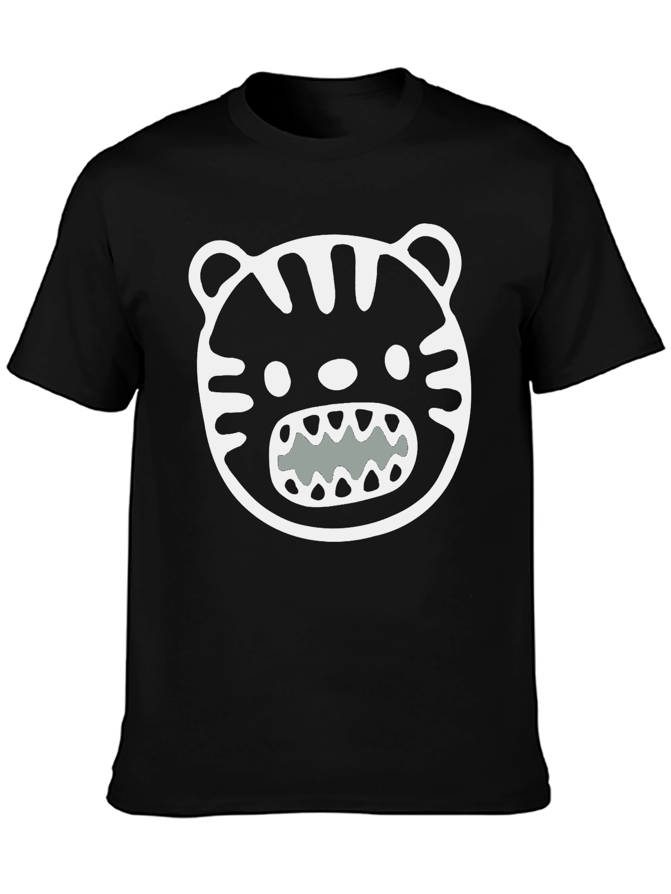 Black Cool Graphic Tee - Black Tiger Face T-Shirt view 3
