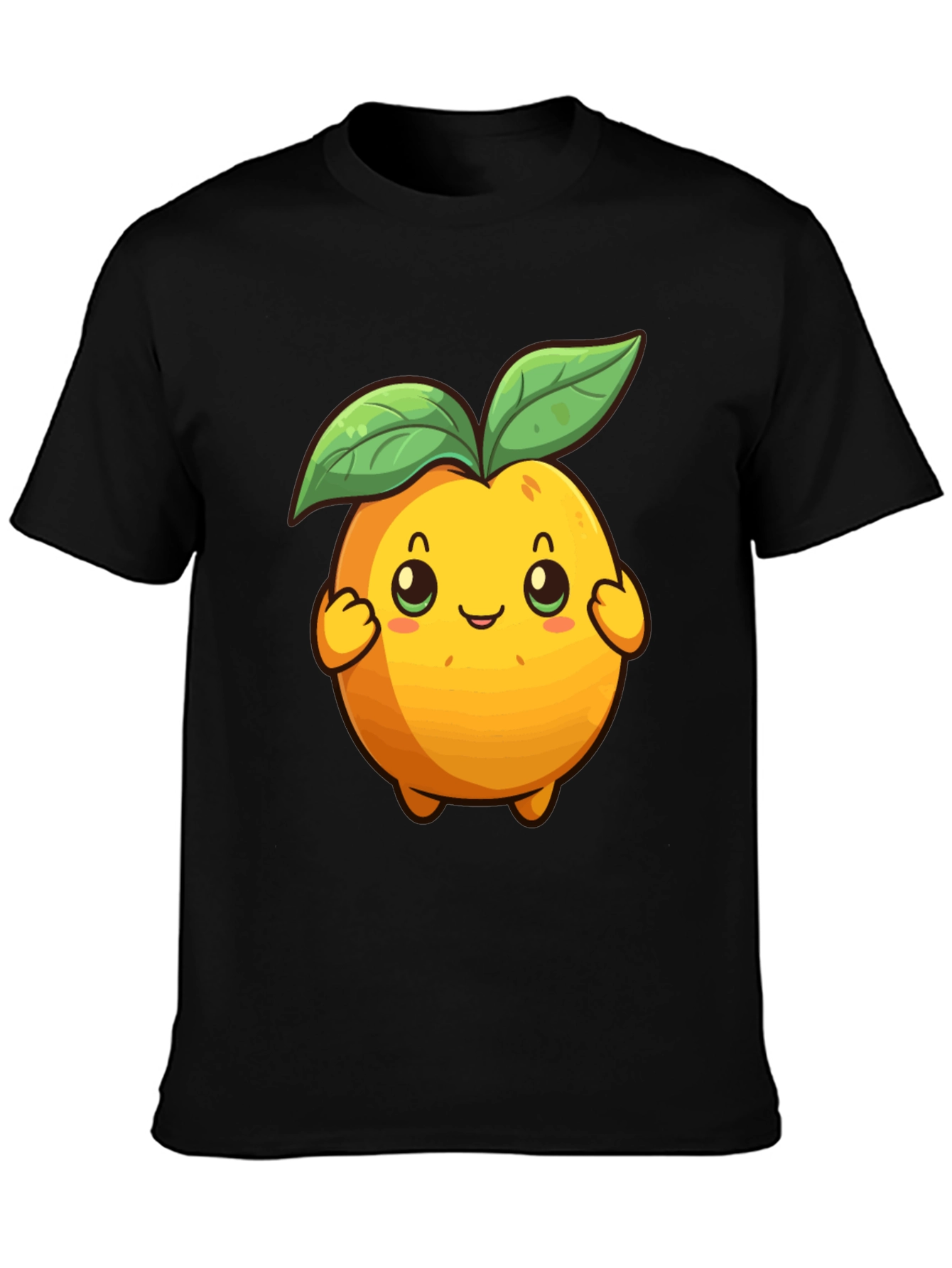 Black Cute Cartoon Fruit Graphic Tee - Black view 3