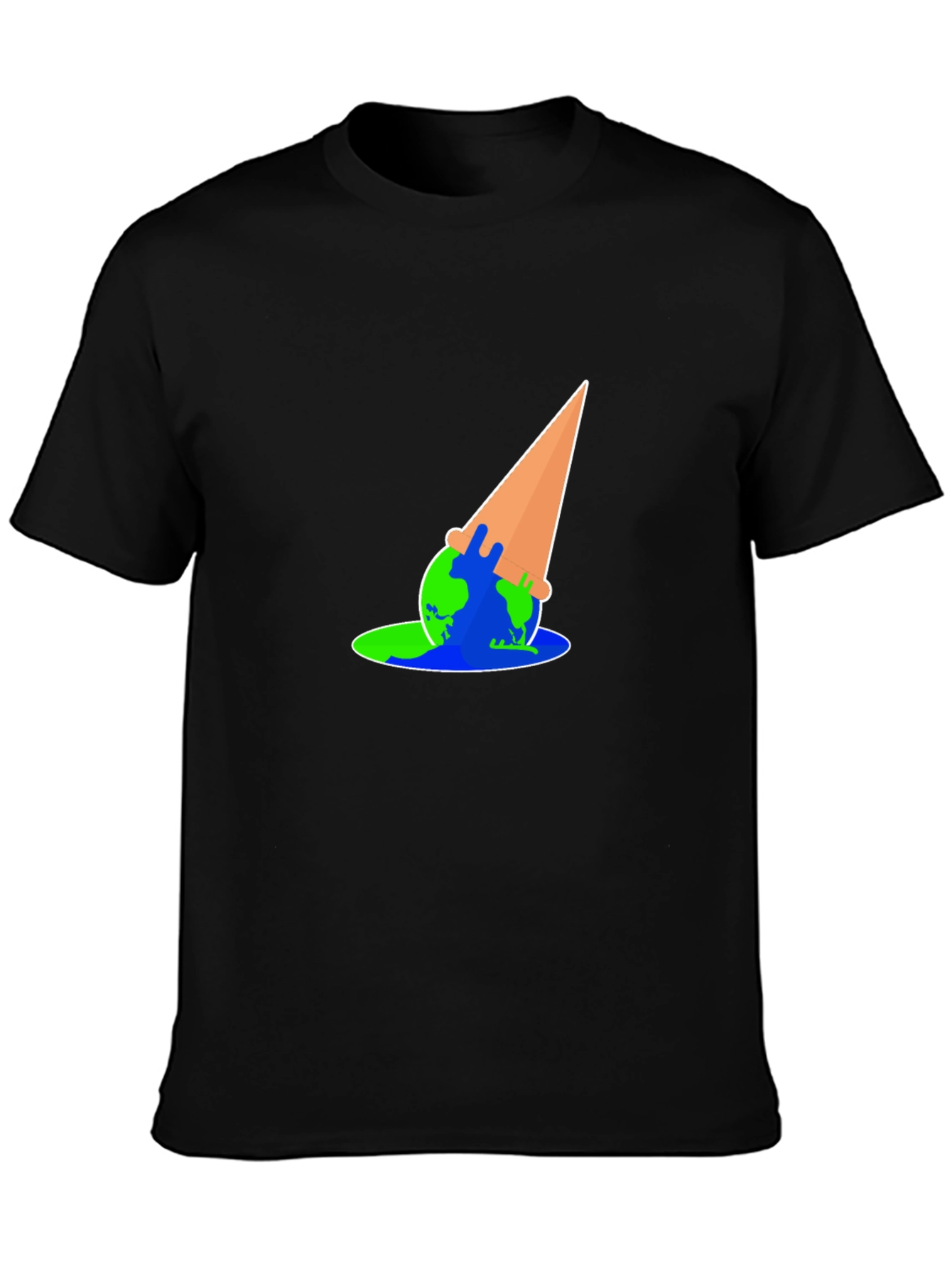Black Earth Melting Ice Cream Cone Graphic T-Shirt view 3
