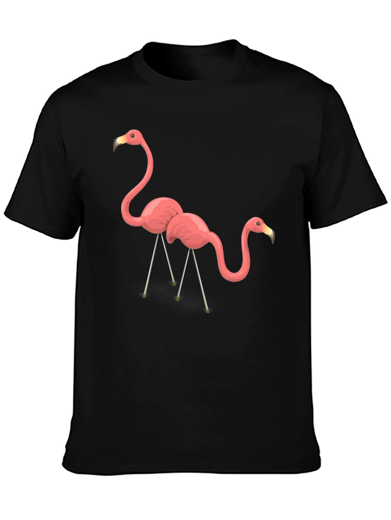 Black Flamingo Graphic Tee - Black Cotton T-Shirt view 3