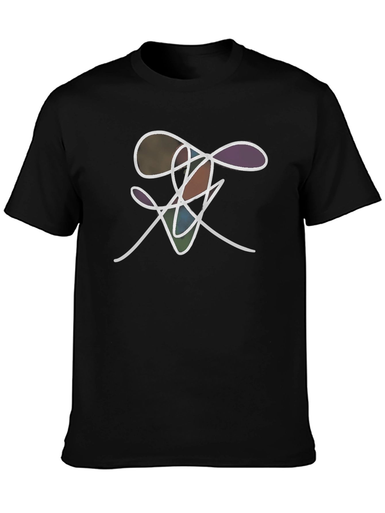 Black Abstract Line Art Graphic Tee - Stylish Black T-Shirt view 3