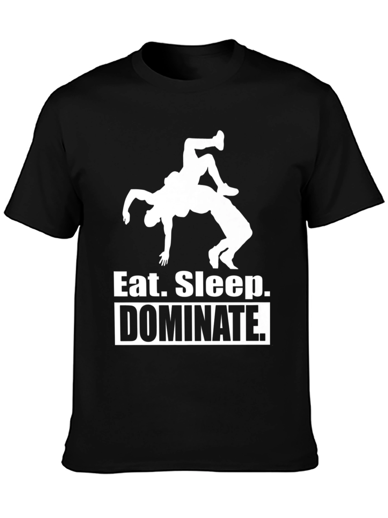 Black Eat Sleep Dominate T-Shirt Black Wrestling Tee view 3
