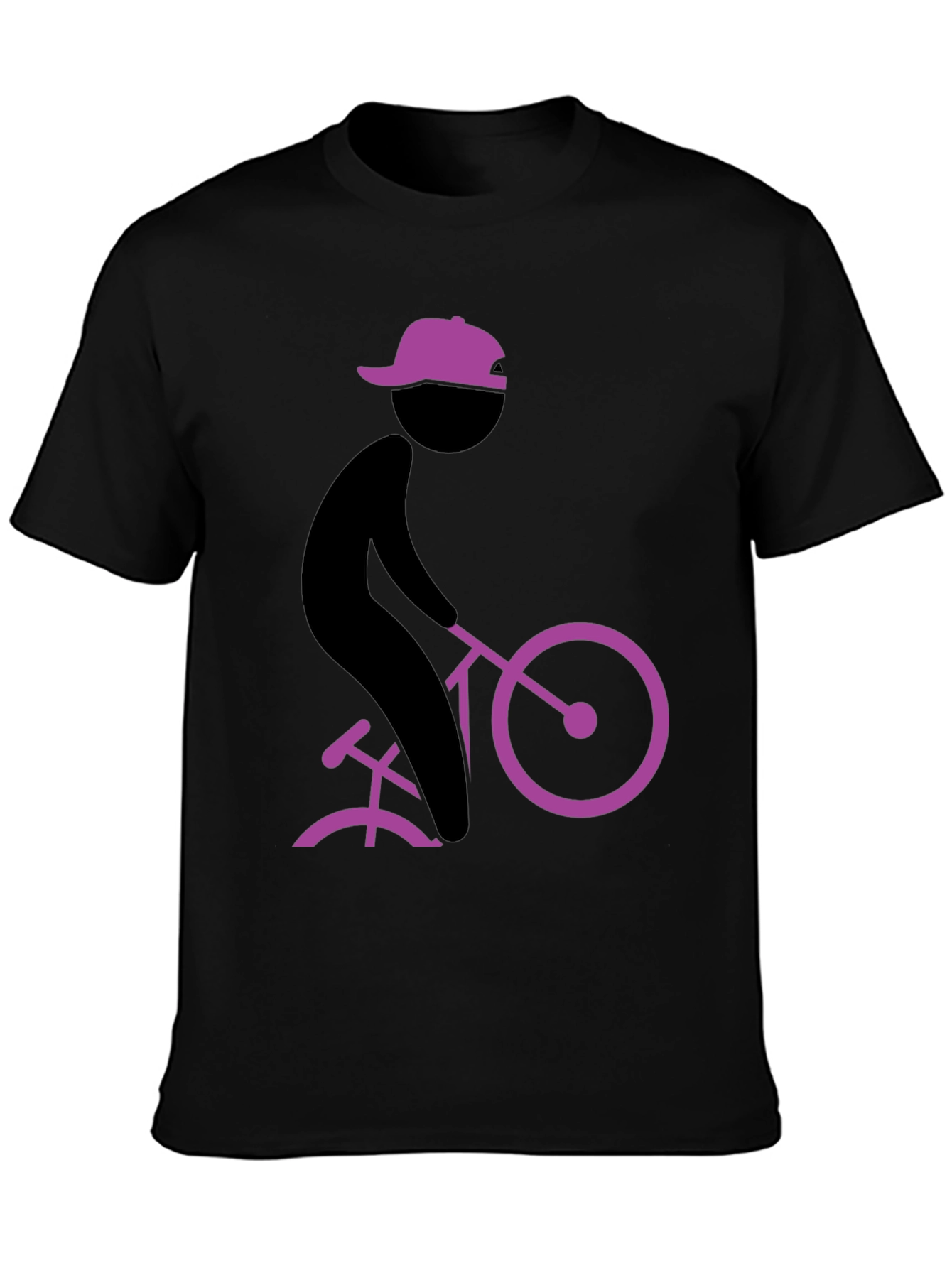 Black Cool Black T-Shirt with Cyclist Graphic view 3