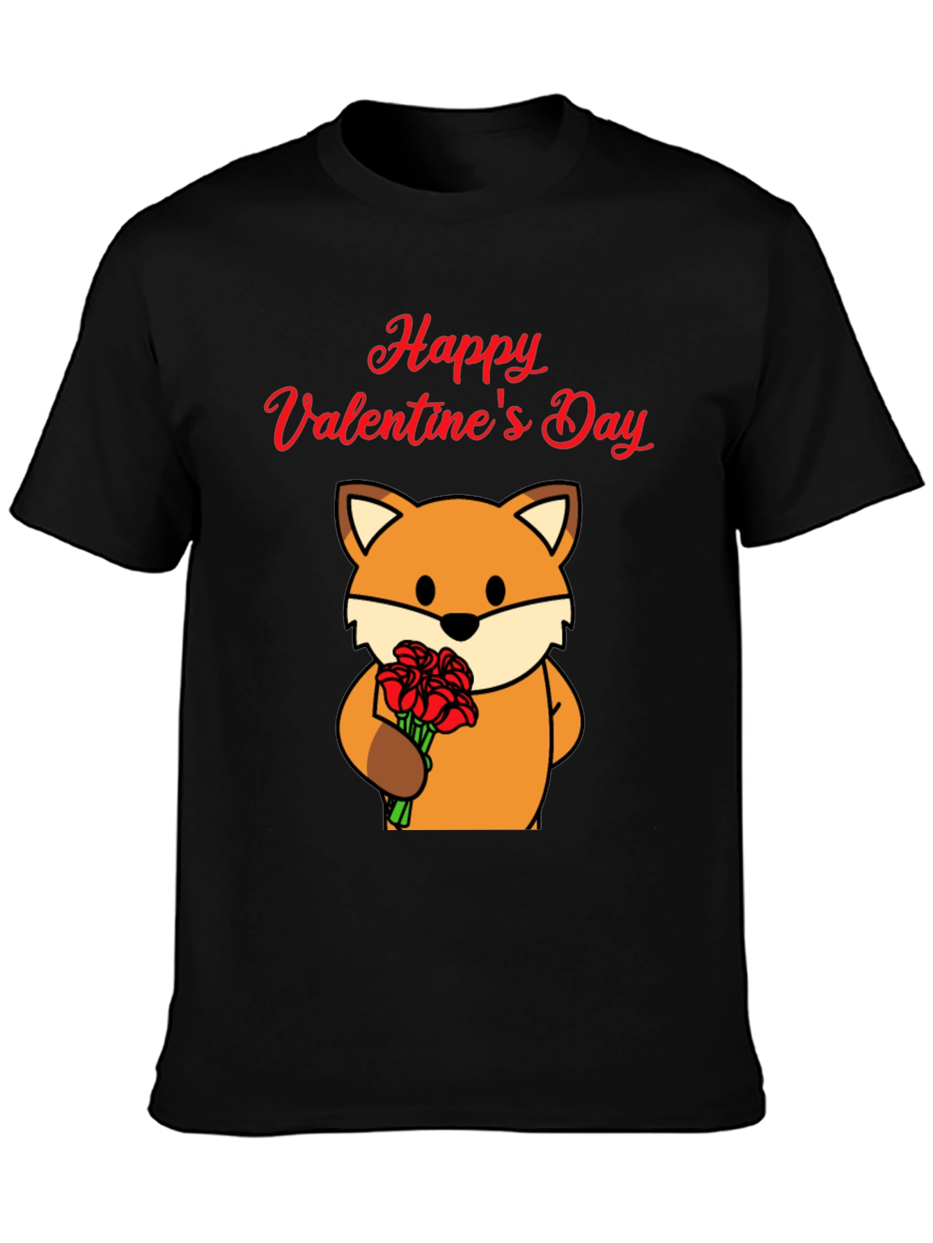 Black Happy Valentine's Day Fox Graphic Tee view 3