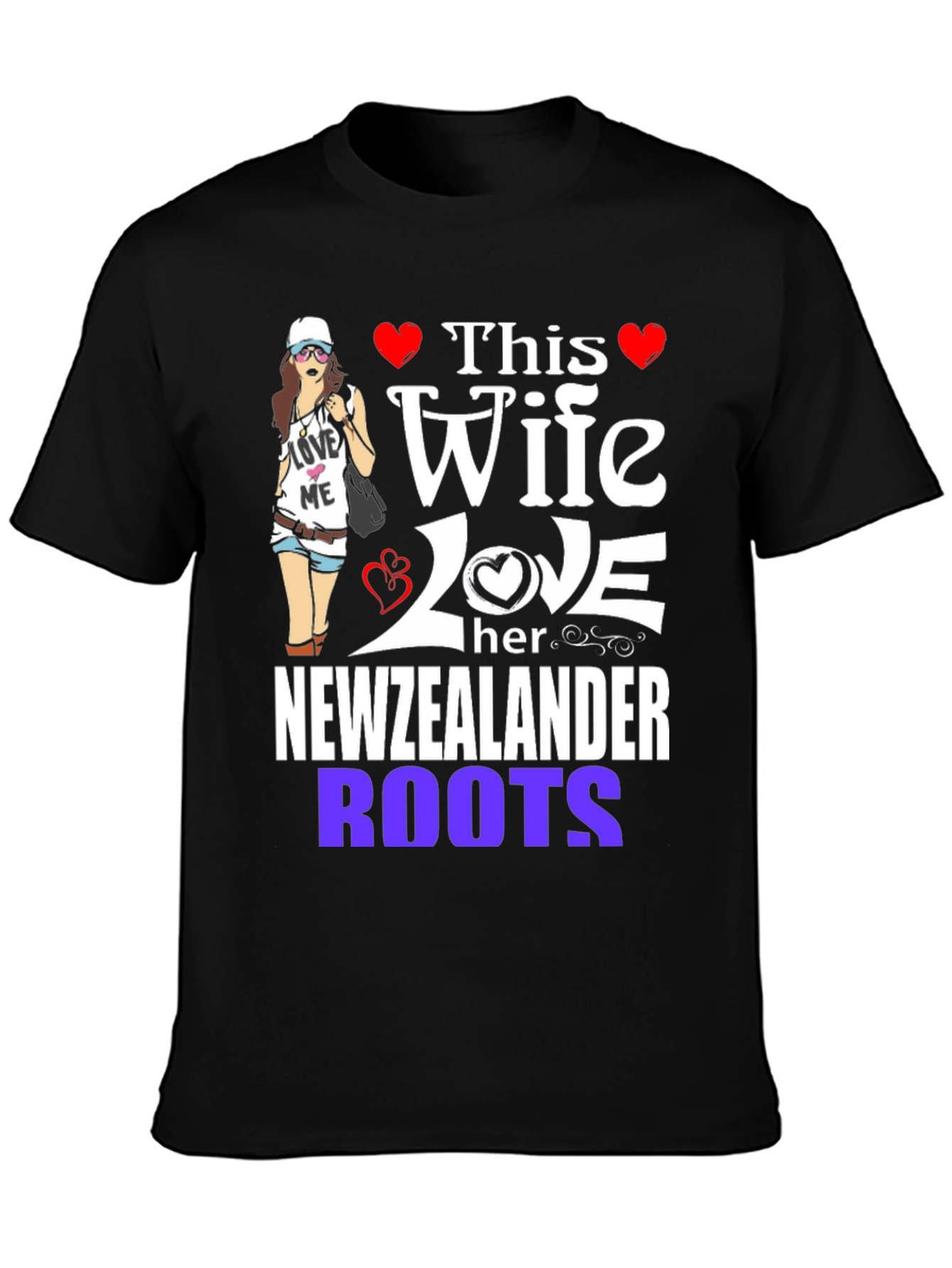 Black New Zealander Wife Novelty T-Shirt view 3