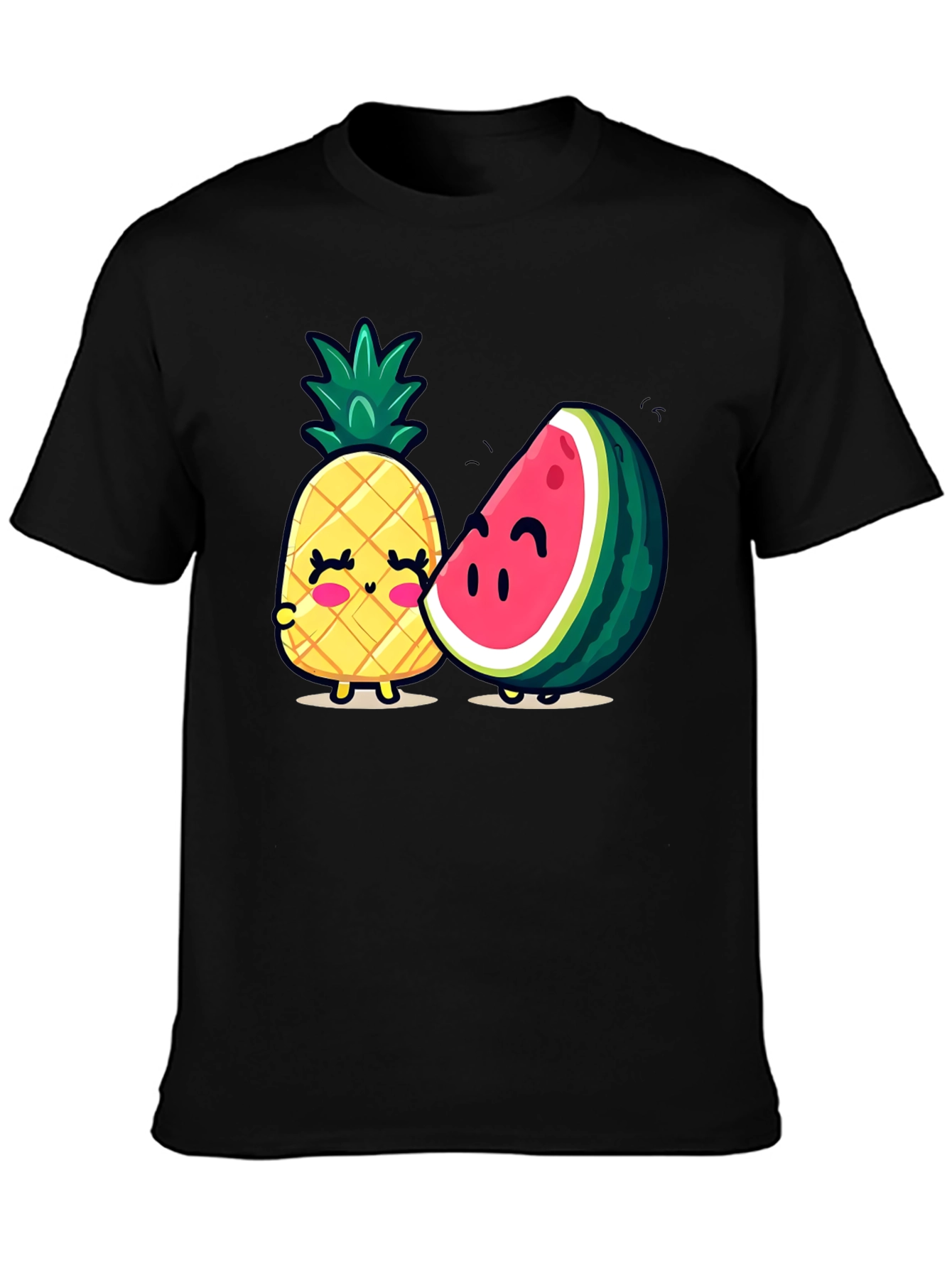 Black Cute Fruit Friends Graphic T-Shirt - Black view 3