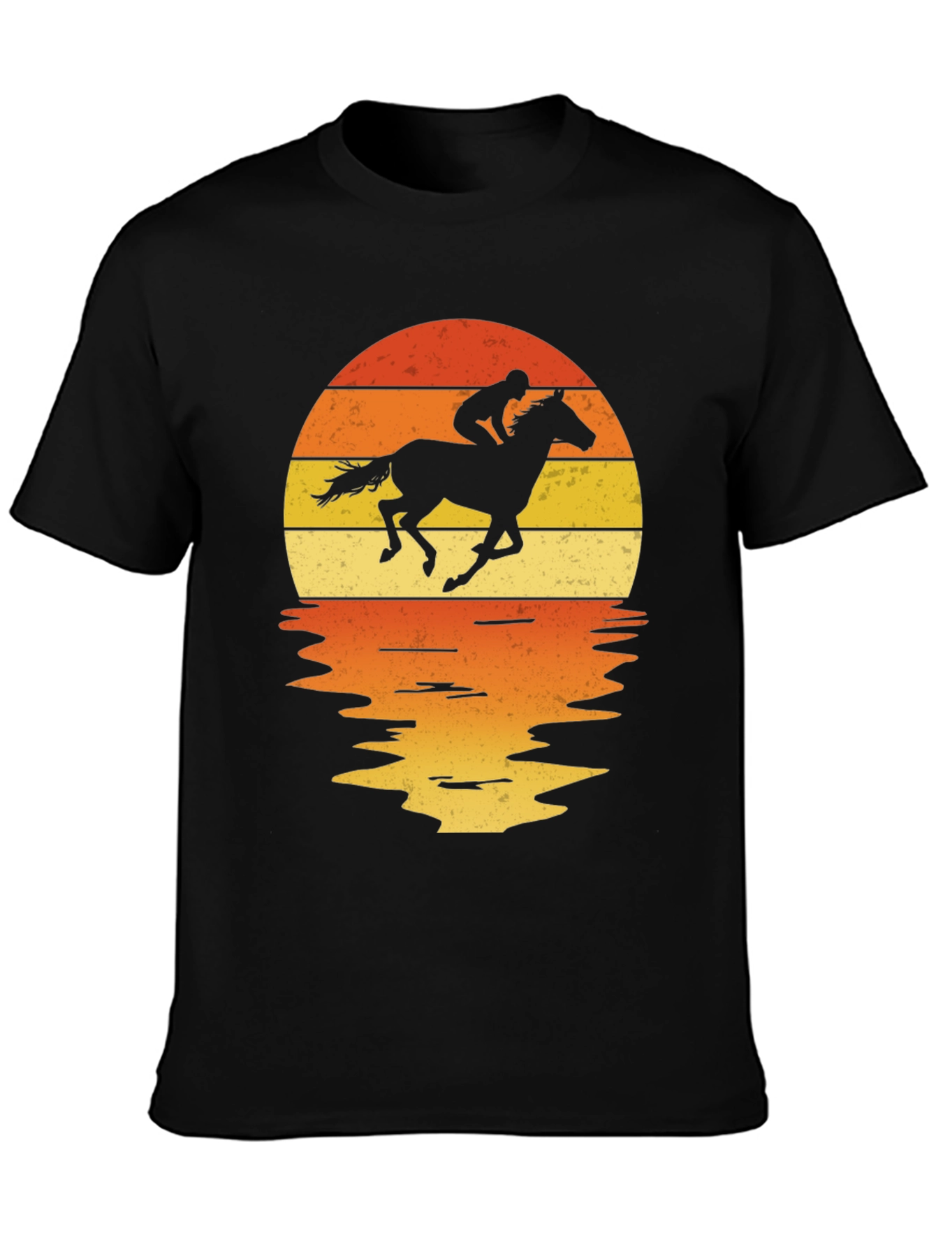 Black Horse Rider Sunset Graphic Tee view 3