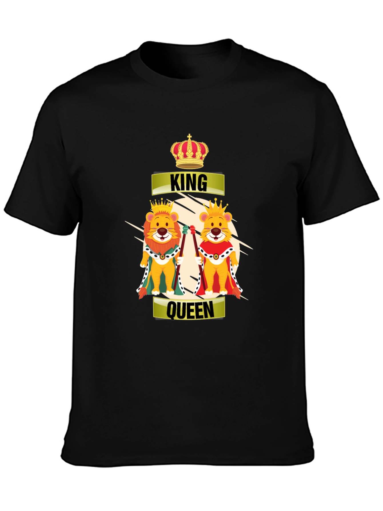 Black King & Queen Lion Graphic T-Shirt view 3