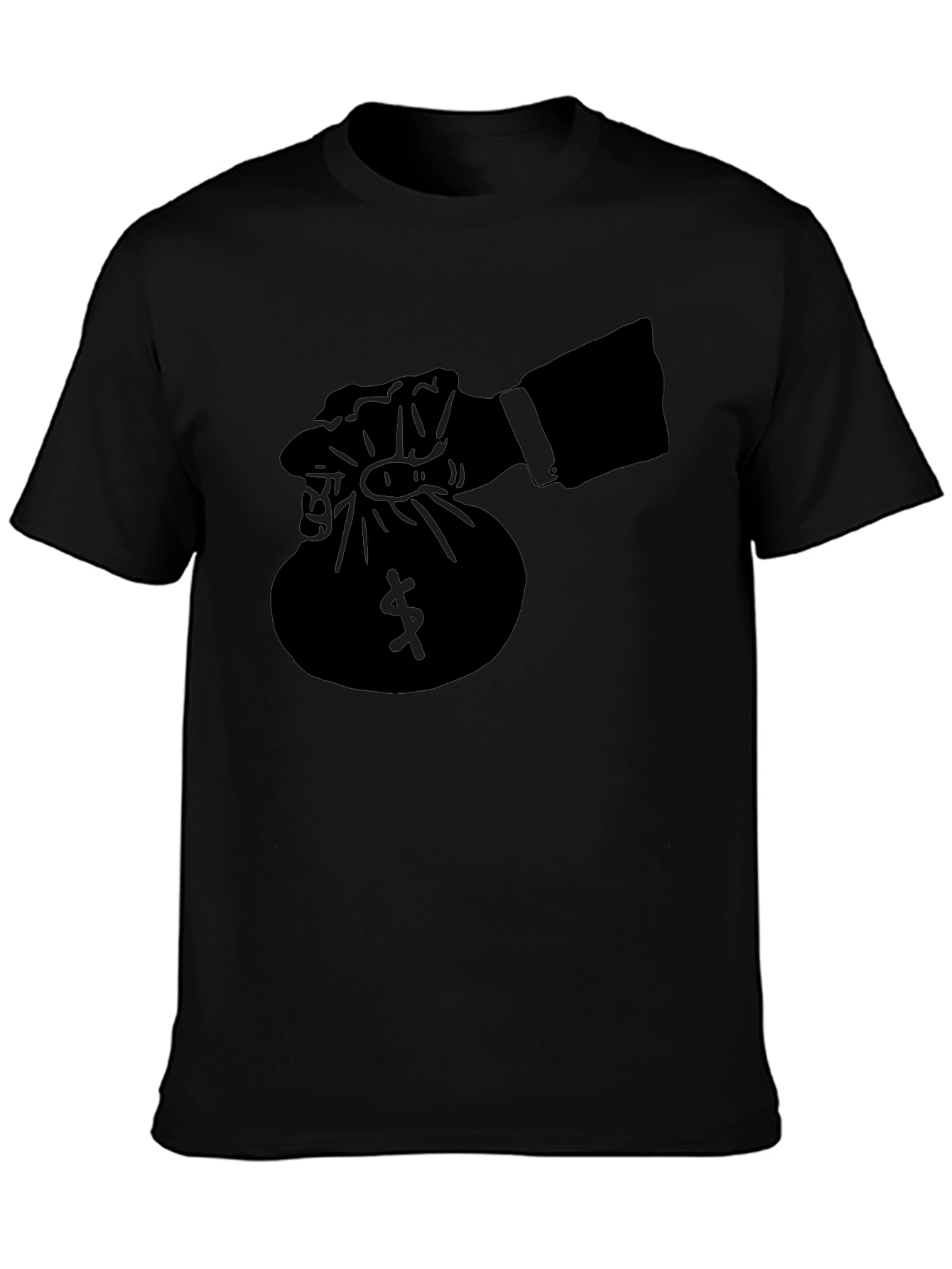 Black Money Bag Graphic Tee - Black view 3