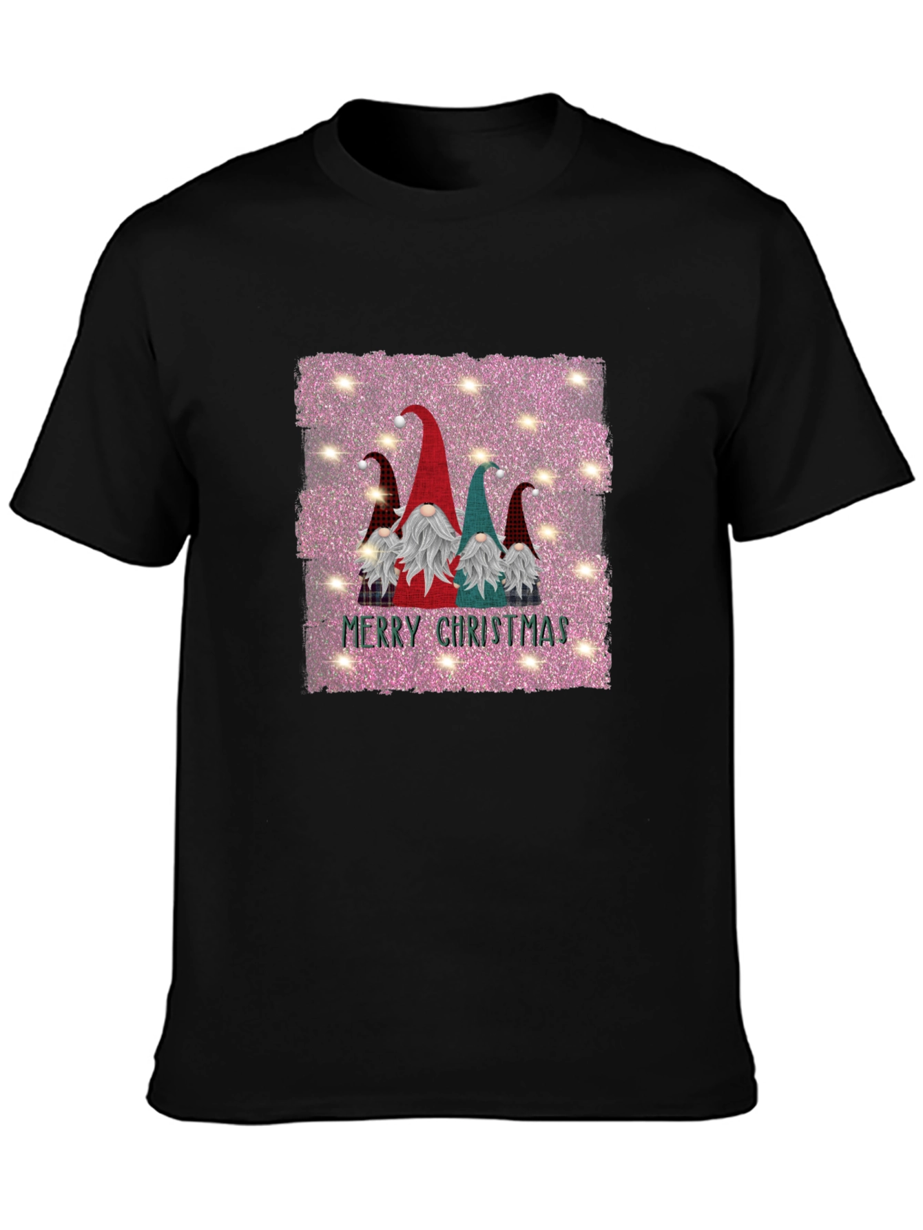 Gnome Merry Christmas Black T-Shirt - 3