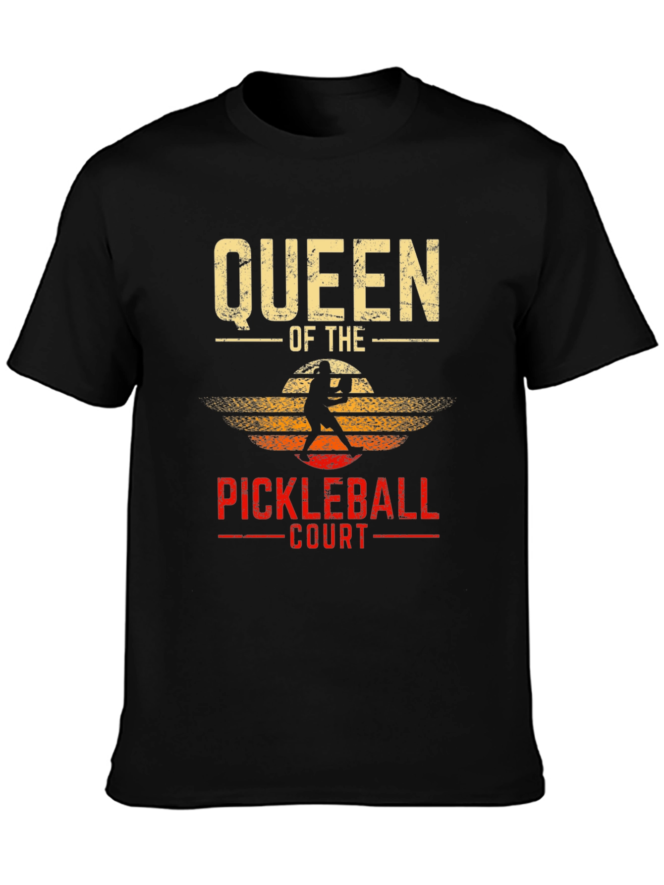 Black Queen of the Pickleball Court T-Shirt view 3