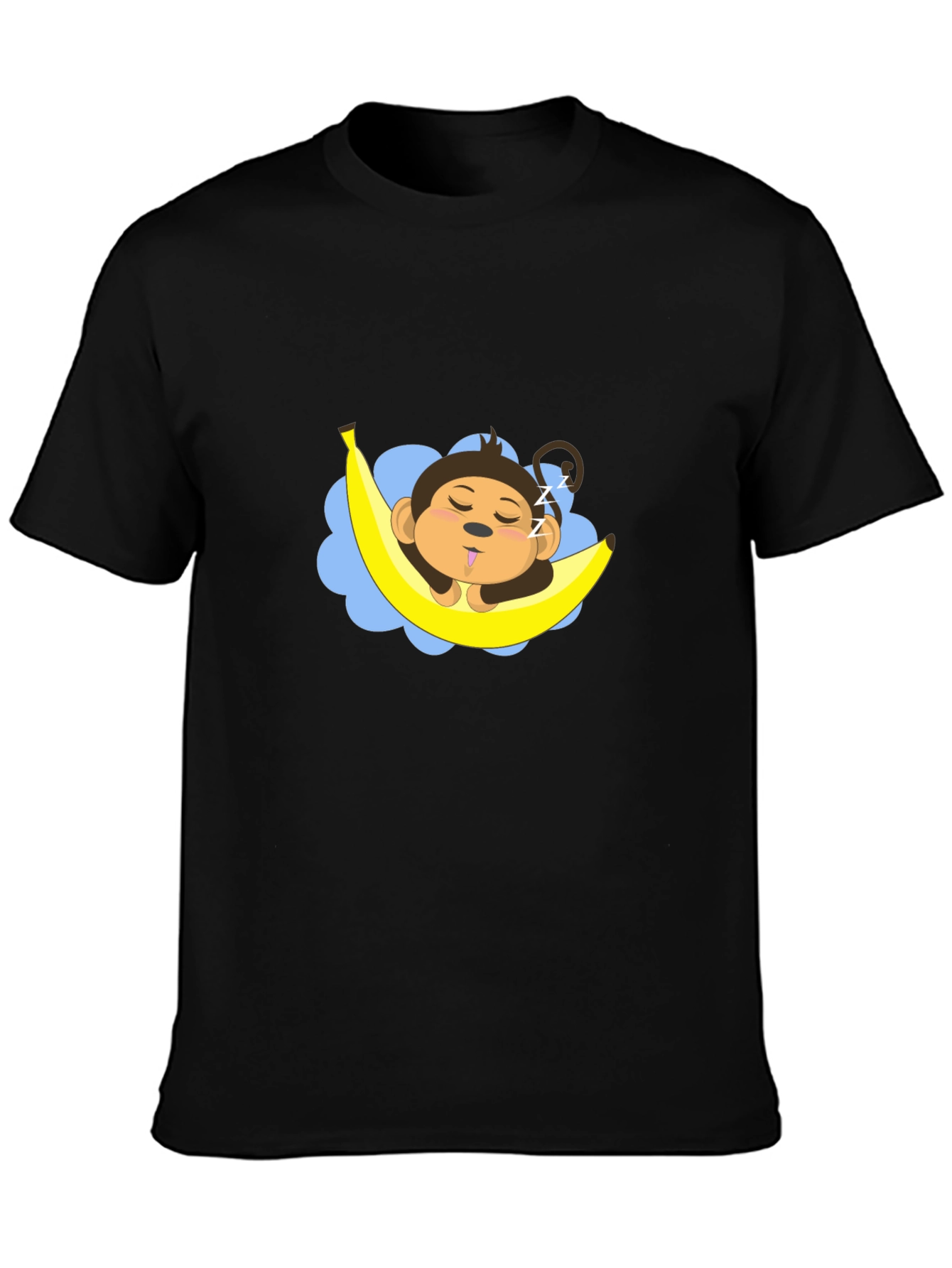 Black Sleeping Monkey Banana T-Shirt - Unisex Black Tee view 3