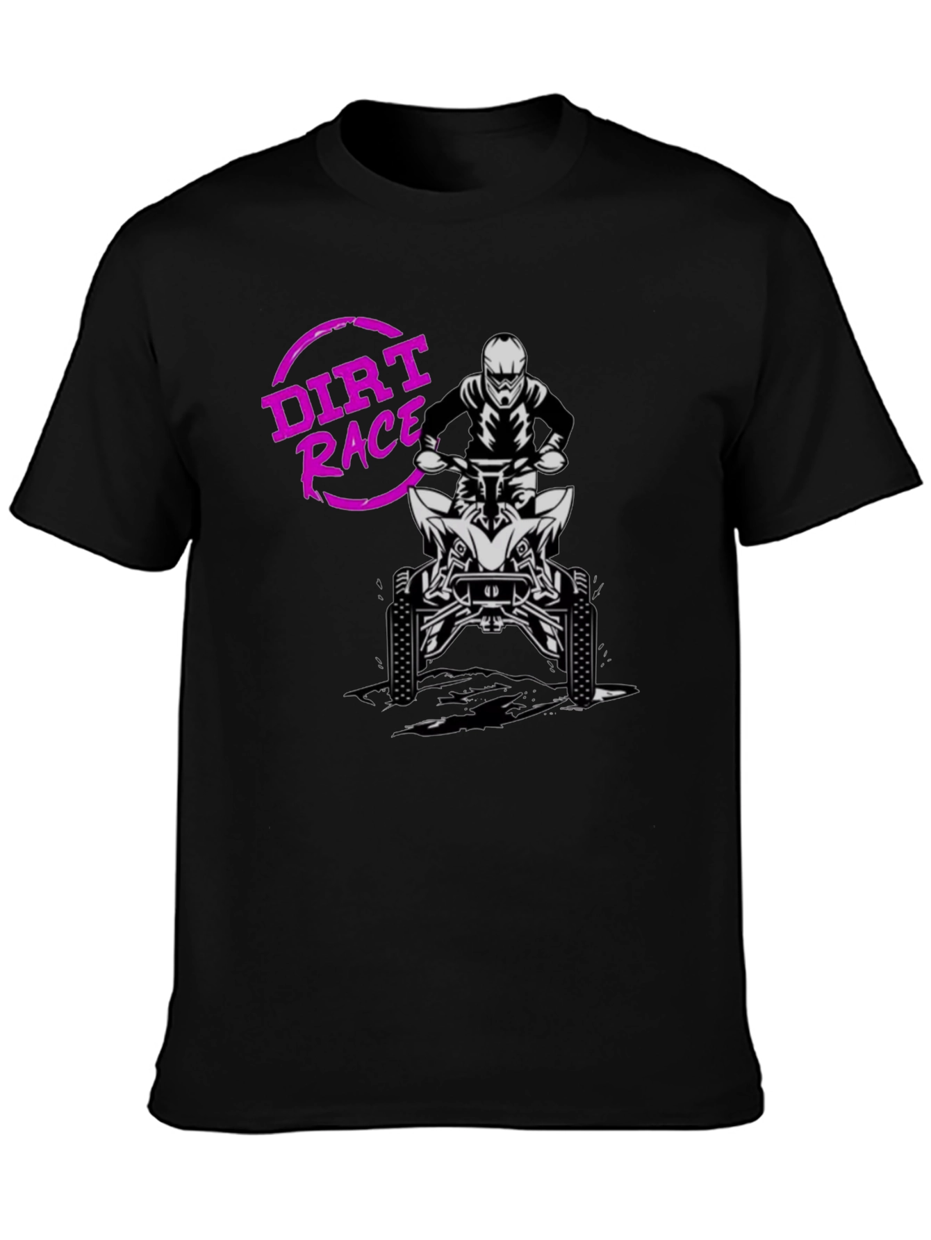 Black Dirt Race ATV Rider Graphic T-Shirt view 3