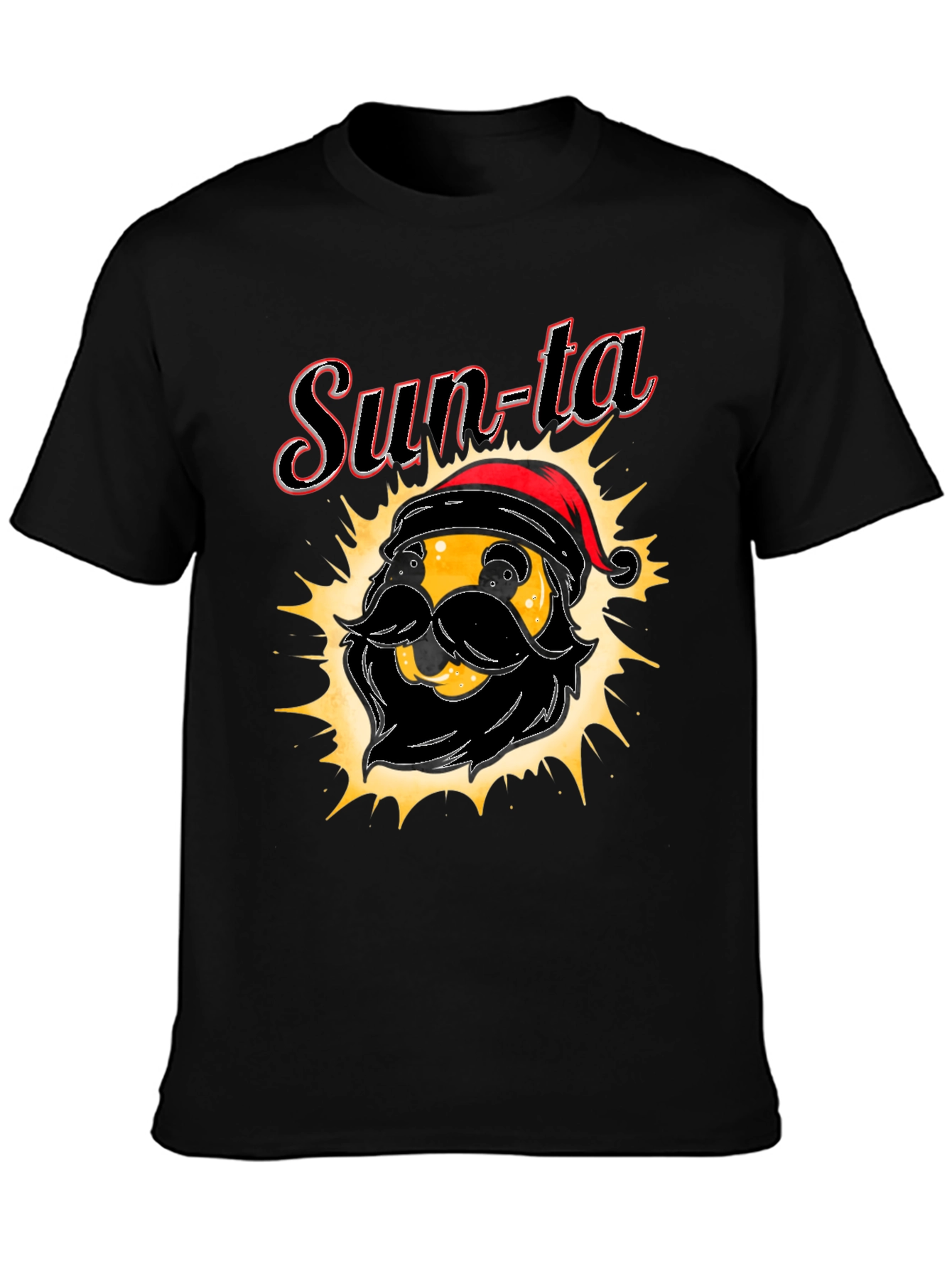 Black Sun-ta Graphic Tee - Santa Claus Emoji T-Shirt view 3