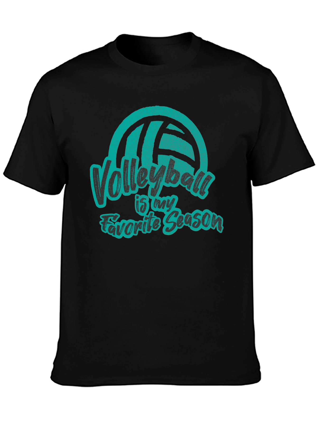 Black Volleyball is My Favorite Season Black T-Shirt view 3