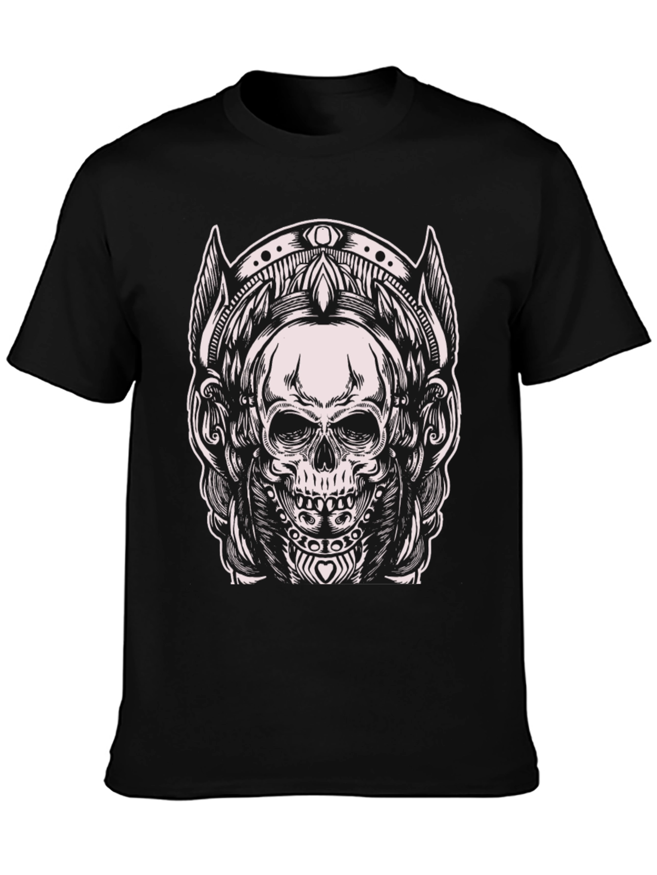 Black Skull Graphic Tee - Black Cotton Blend T-Shirt view 3