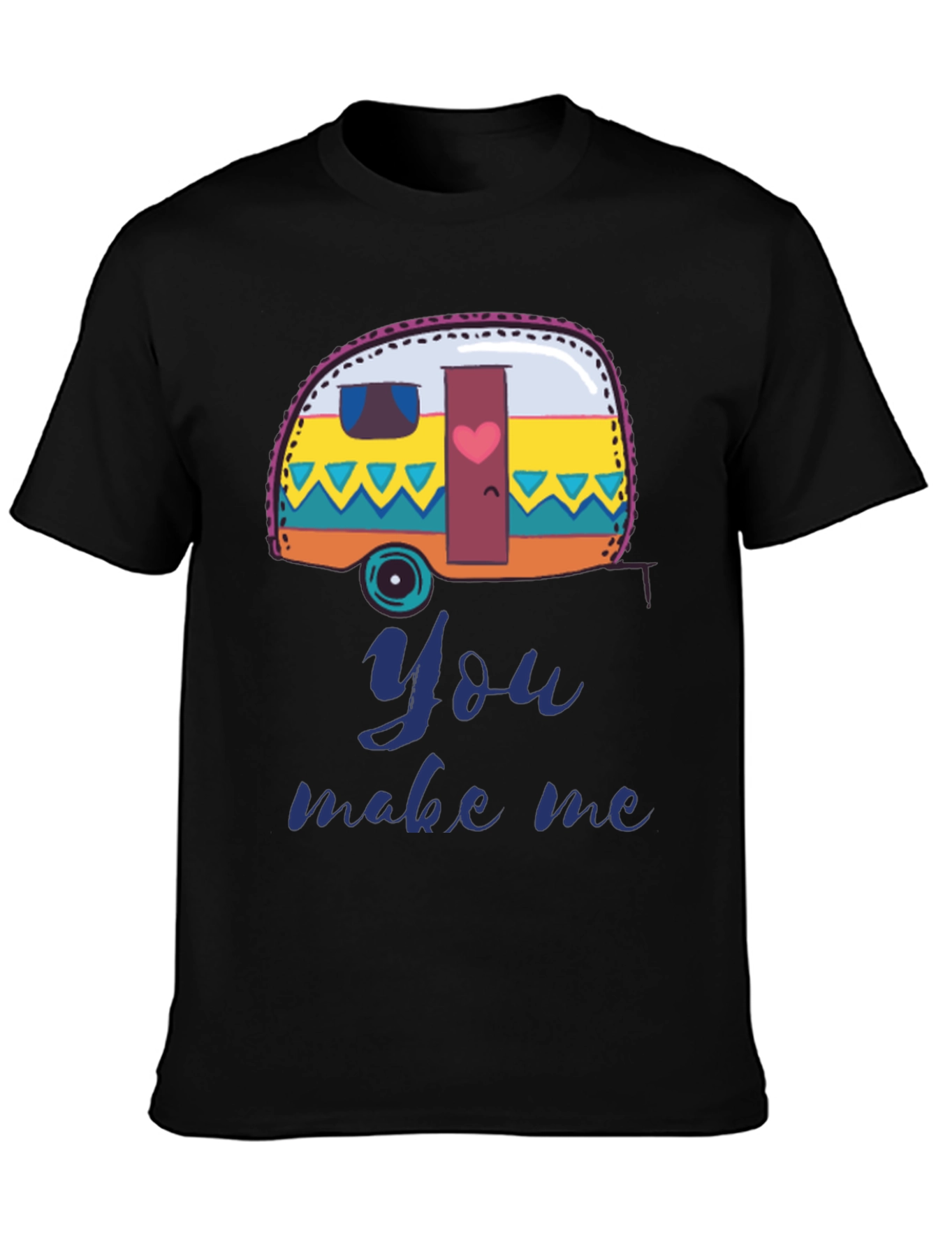 Black Camper Van You Make Me T-Shirt - Black view 3