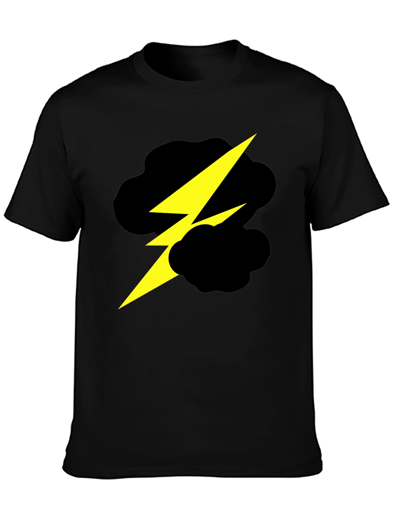 Black Lightning Bolt Cloud Graphic Black T-Shirt view 3