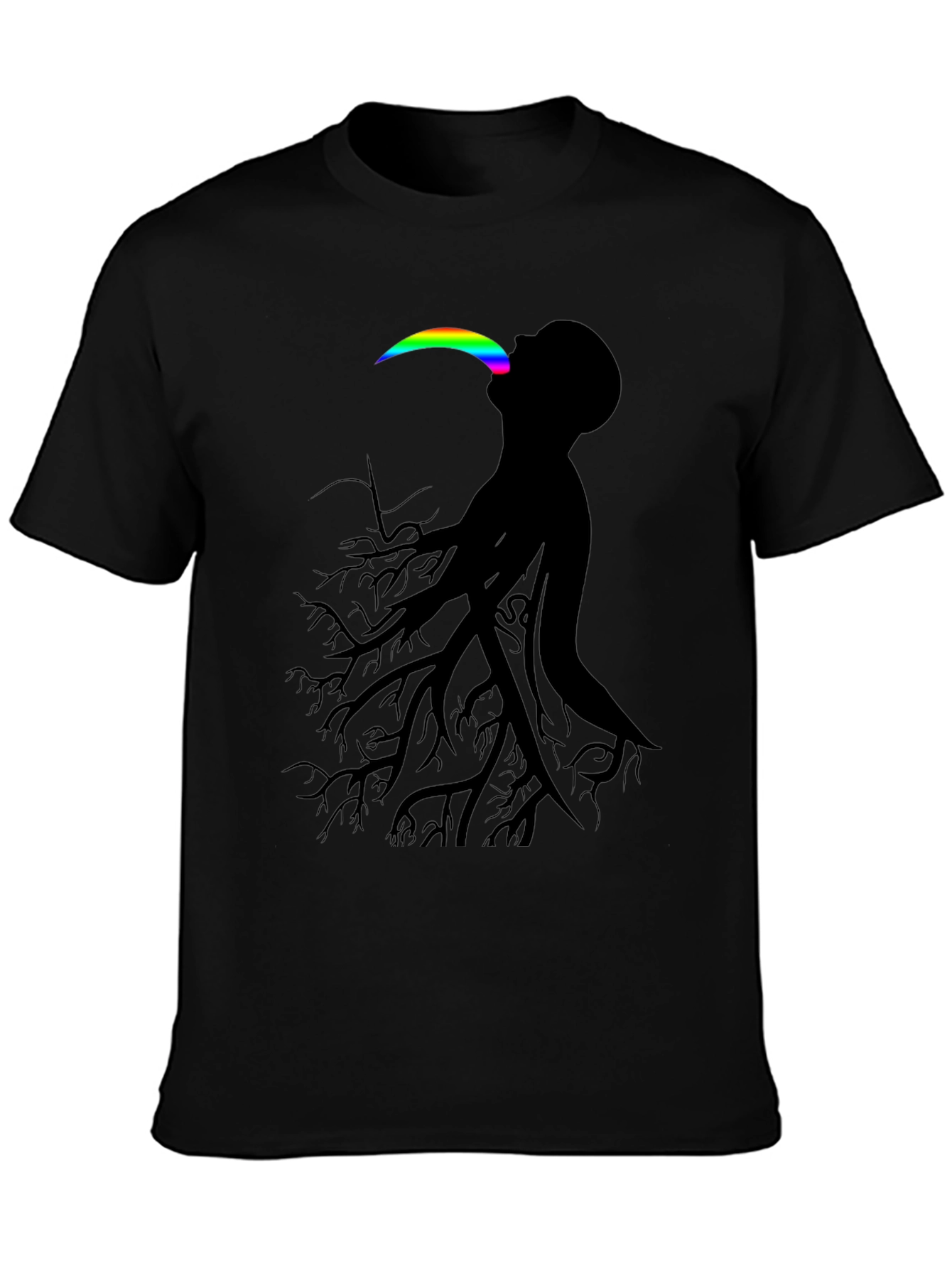 Black Abstract Tree Man Graphic Tee - Black view 3