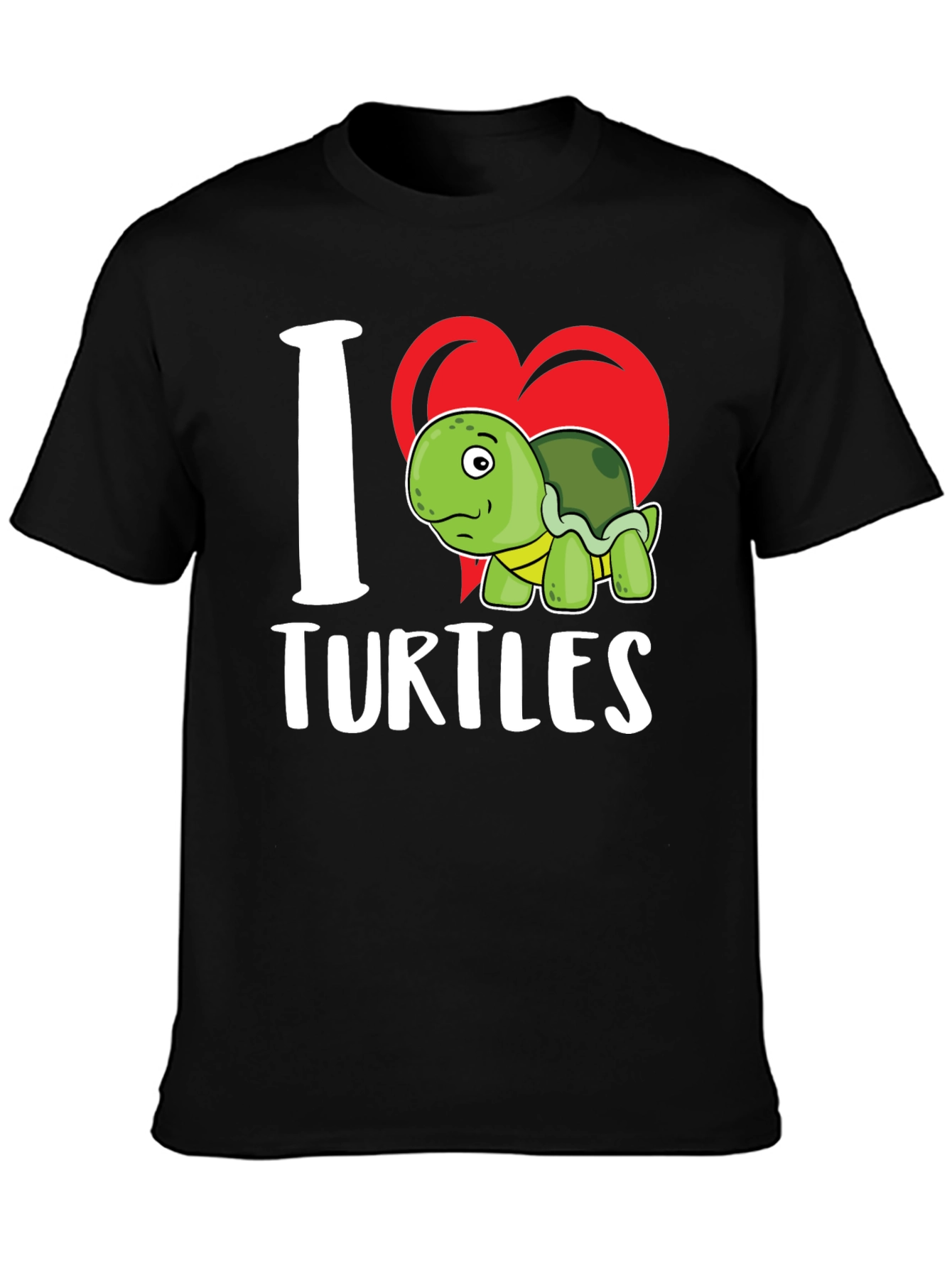 Black I Heart Turtles Graphic T-Shirt view 3