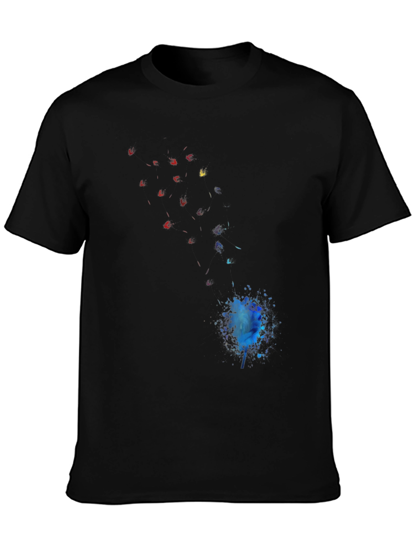 Black Abstract Watercolor Graphic Black Tee view 3