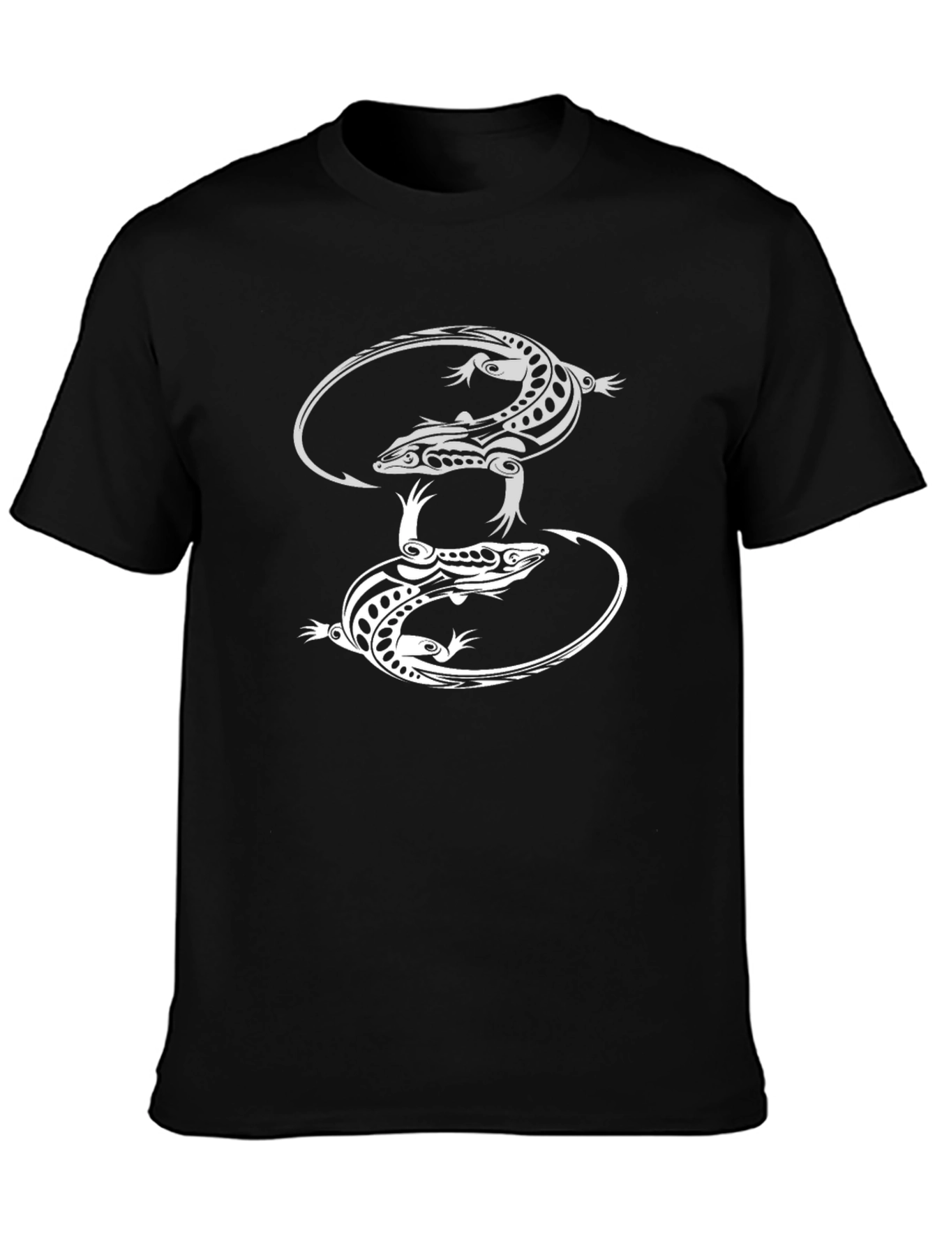 Black Black T-Shirt with Lizard Design view 3