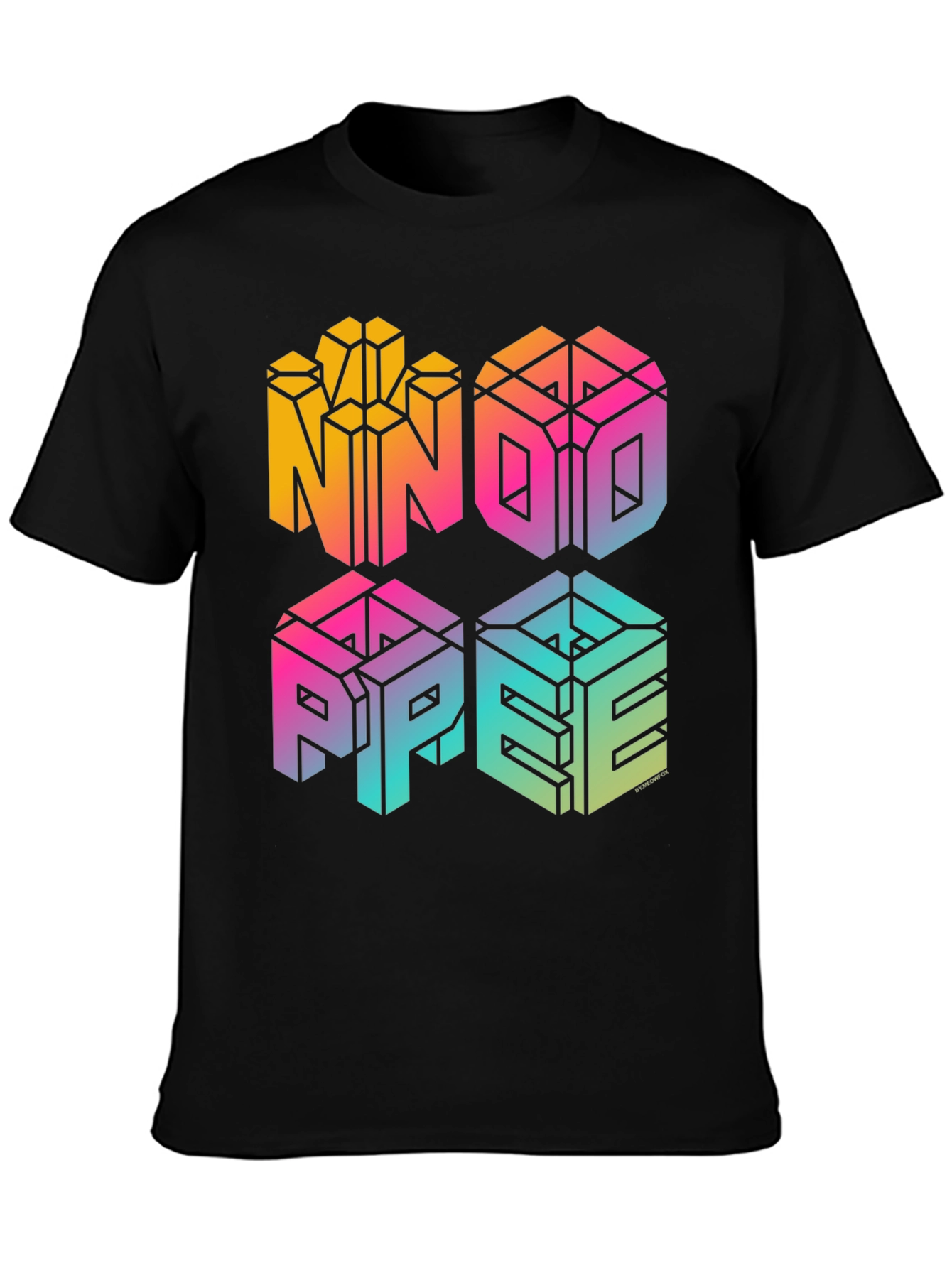 Black NNOO PPEE Graphic Print Black T-Shirt view 3