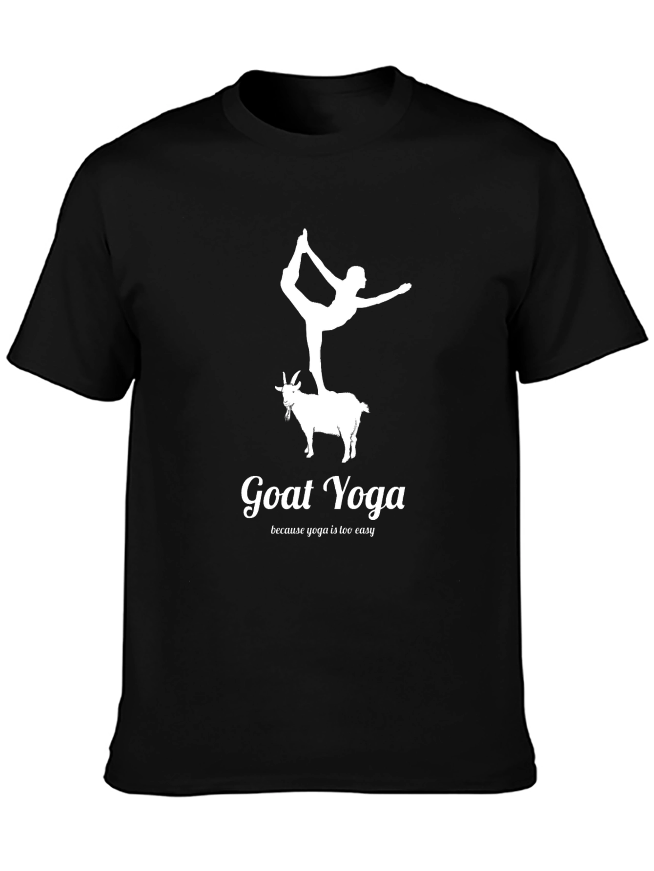 Black Goat Yoga Tee - Black Graphic T-Shirt view 3