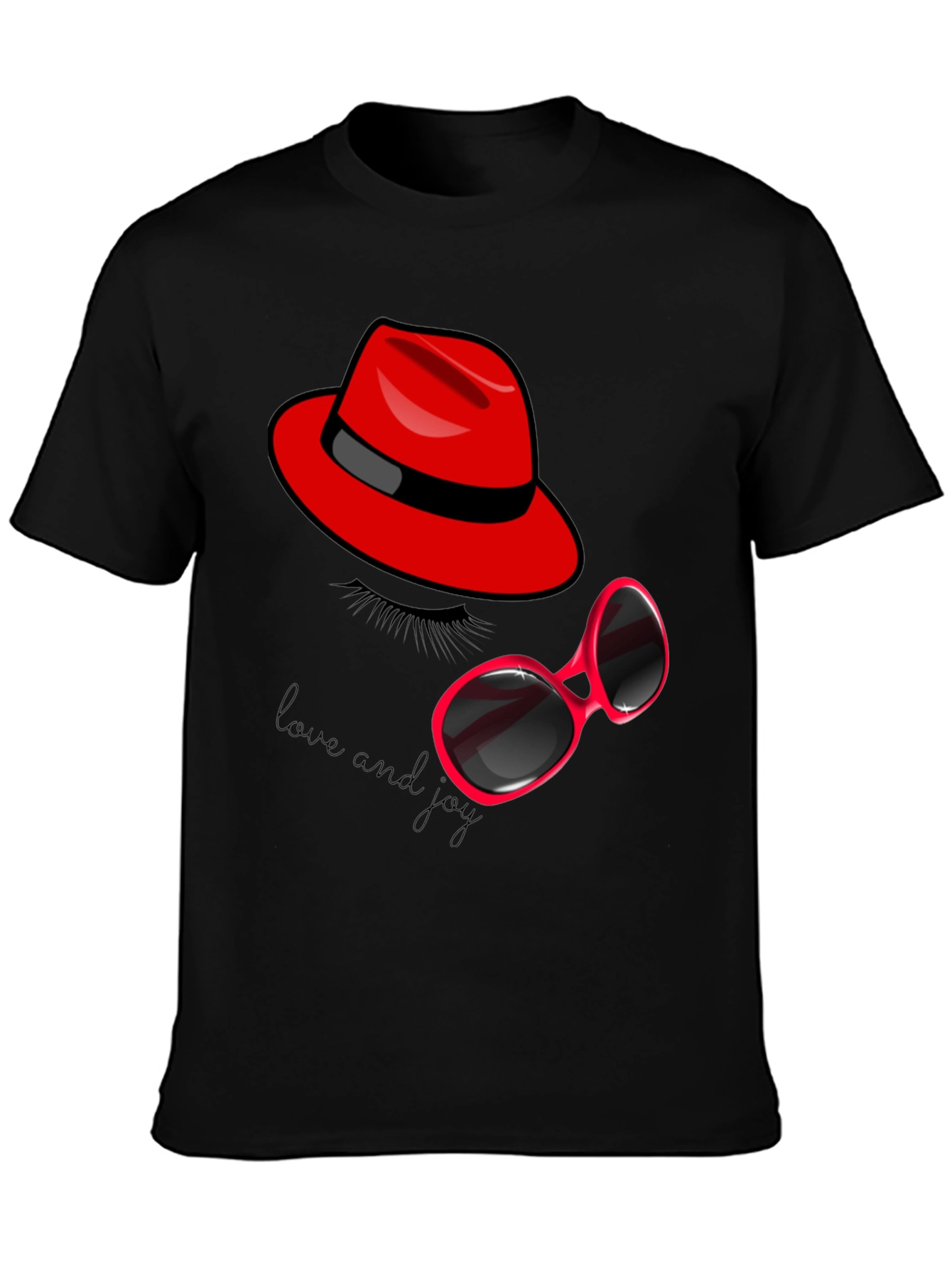 Black Red Hat & Sunglasses Graphic Tee view 3