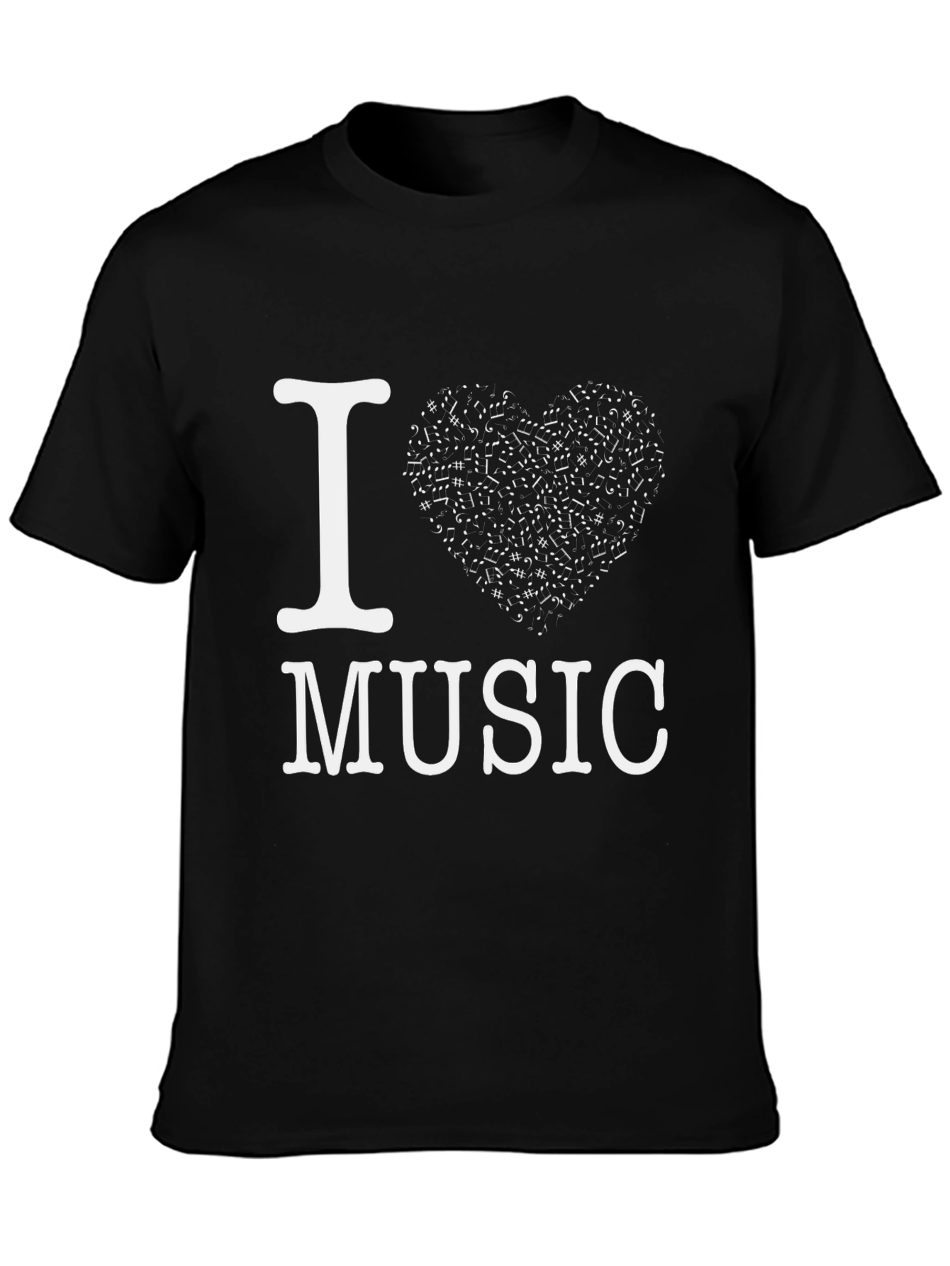 Black I Heart Music Graphic Tee - Black Cotton Blend view 3