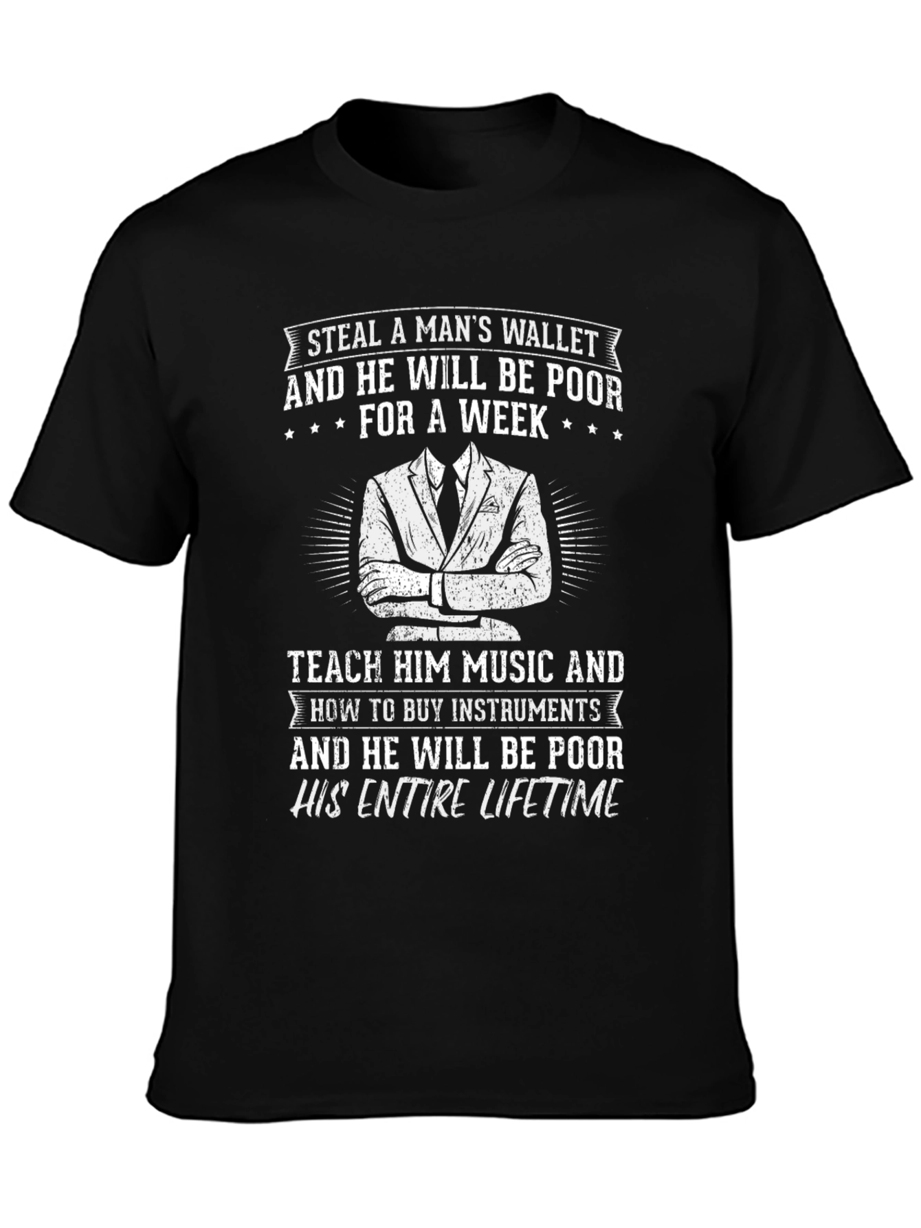 Black Steal Wallet T-Shirt: Music Lover's Humor view 3