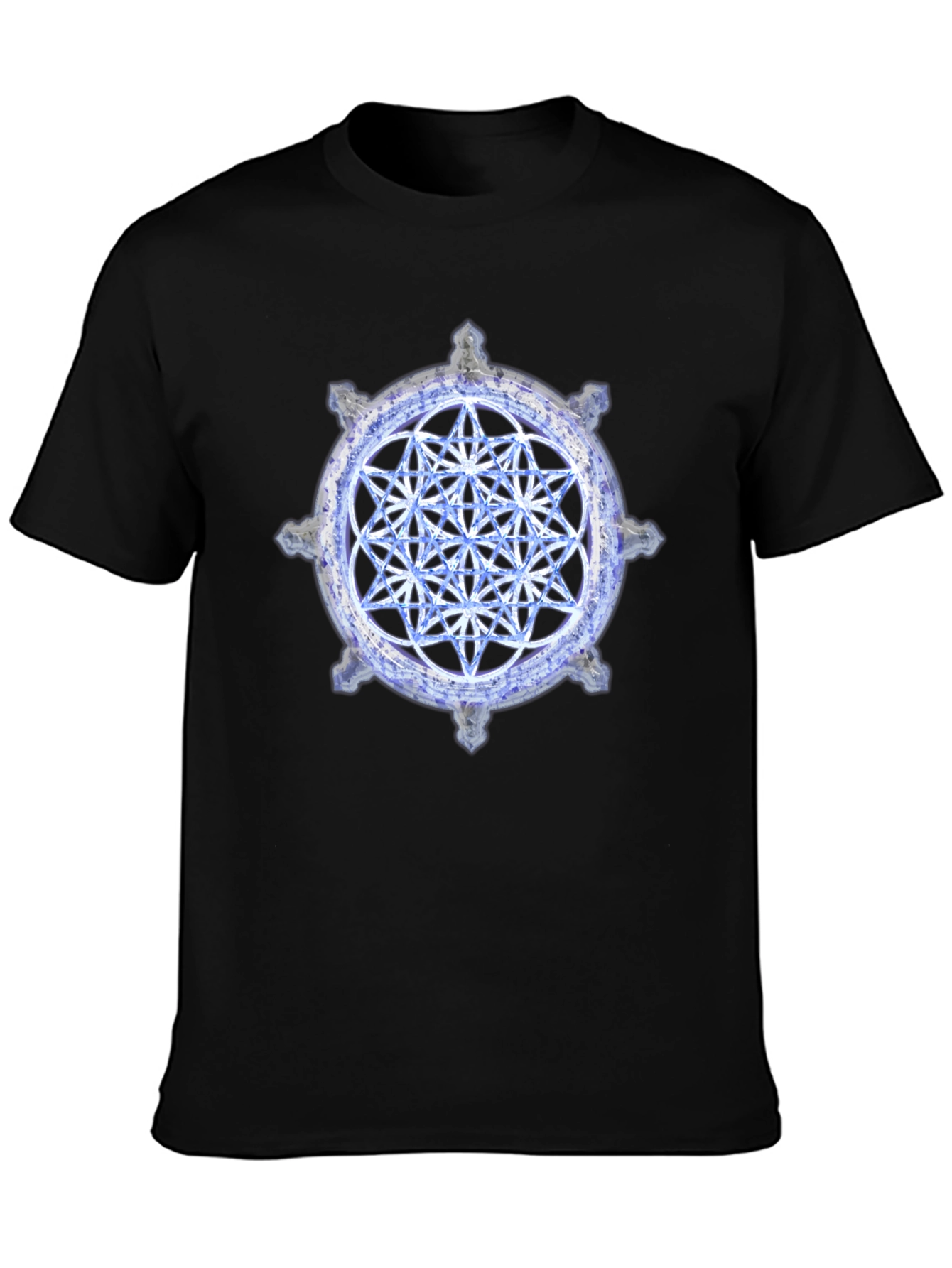 Black Geometric Pattern Black T-Shirt view 3