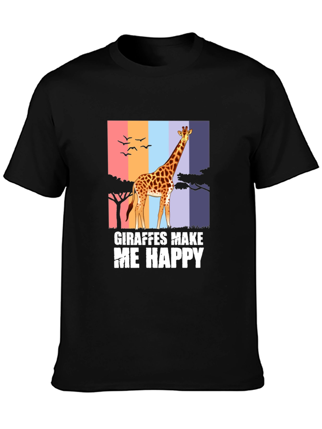 Black Giraffes Make Me Happy Graphic Tee view 3