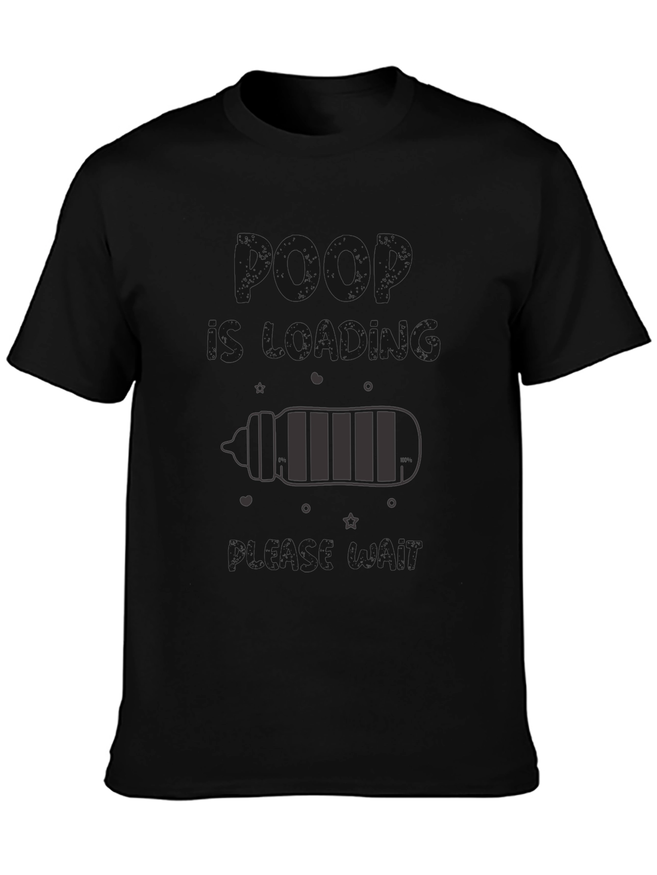 Black Loading Please Wait T-Shirt view 3