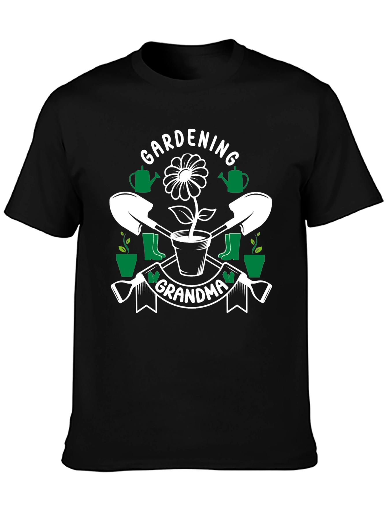 Black Gardening Grandma T-Shirt - Floral Design view 3